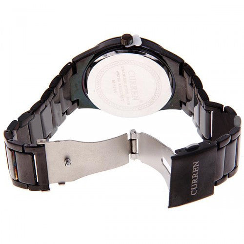 Curren Men's Black Stainless Steel Watch (White 4.3cm Dial) - CUR010