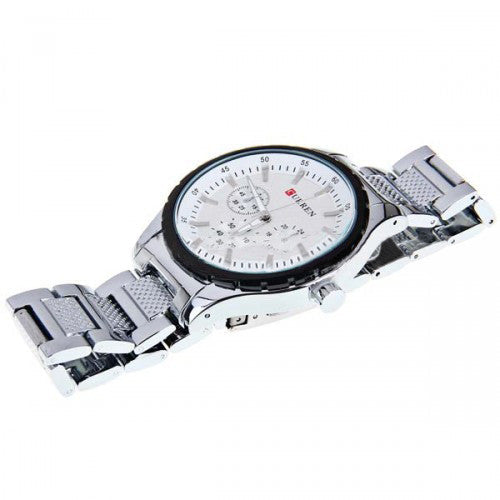 Curren Men's Chronograph with Stainless Steel Band (White 4.7cm Dial) - CUR006
