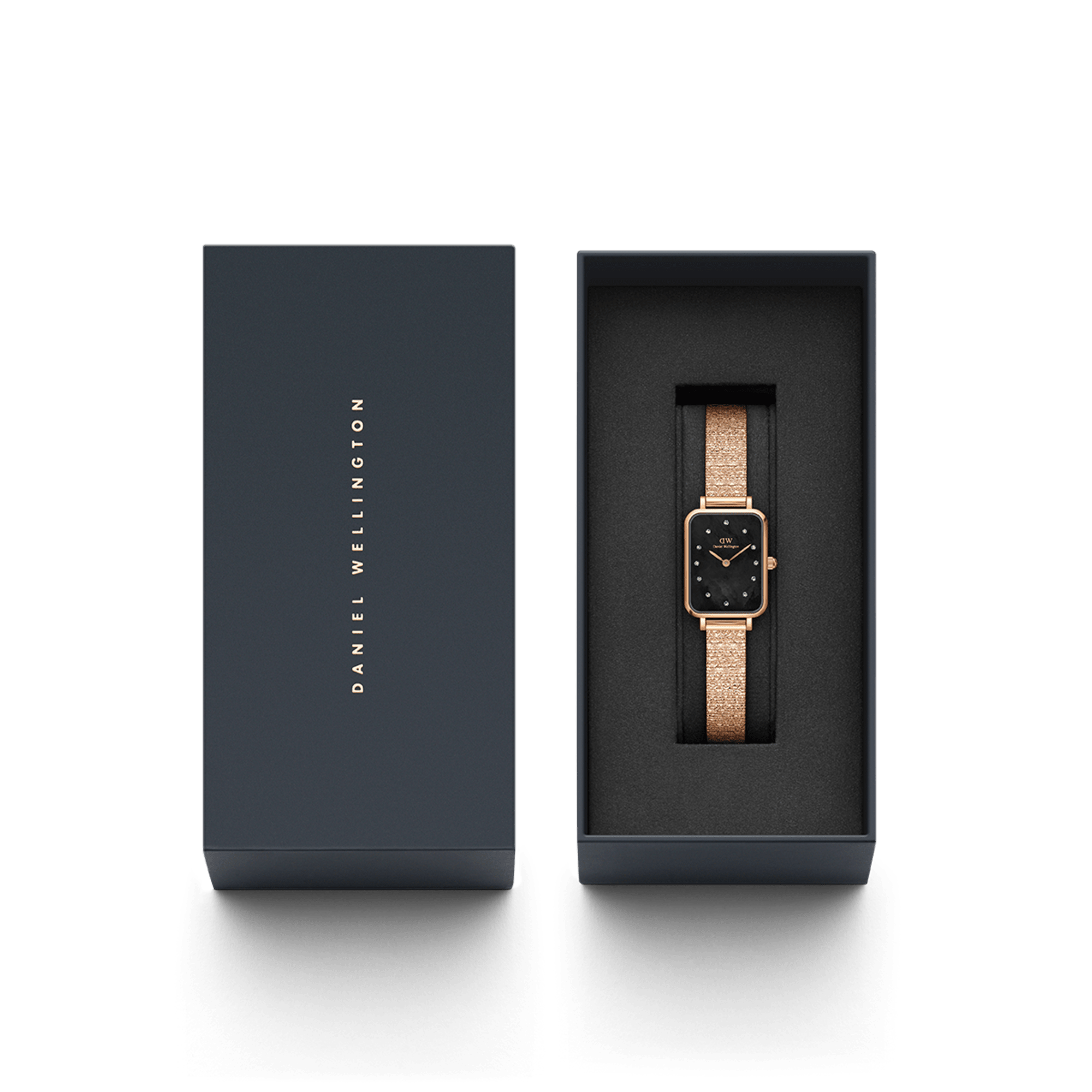 Quadro Lumine Pressed Piano Black MoP Rose Gold