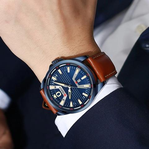 Curren Men's Leather Band Business Watch (Dial 4.7cm) - CUR182