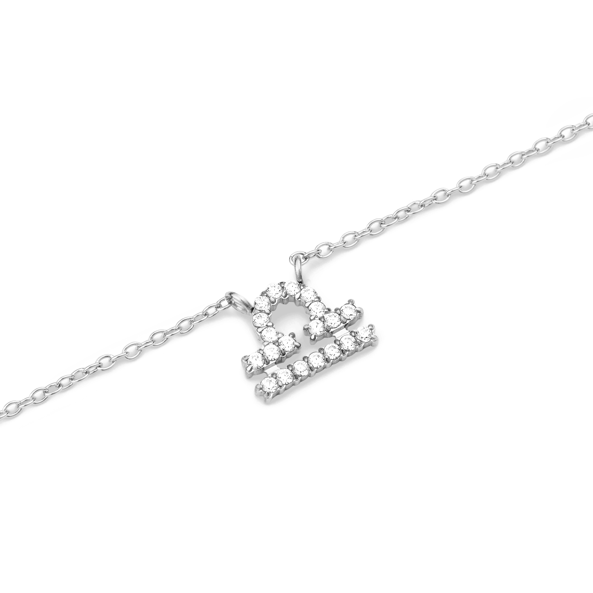 Crystal Zodiac Chain Necklace Silver