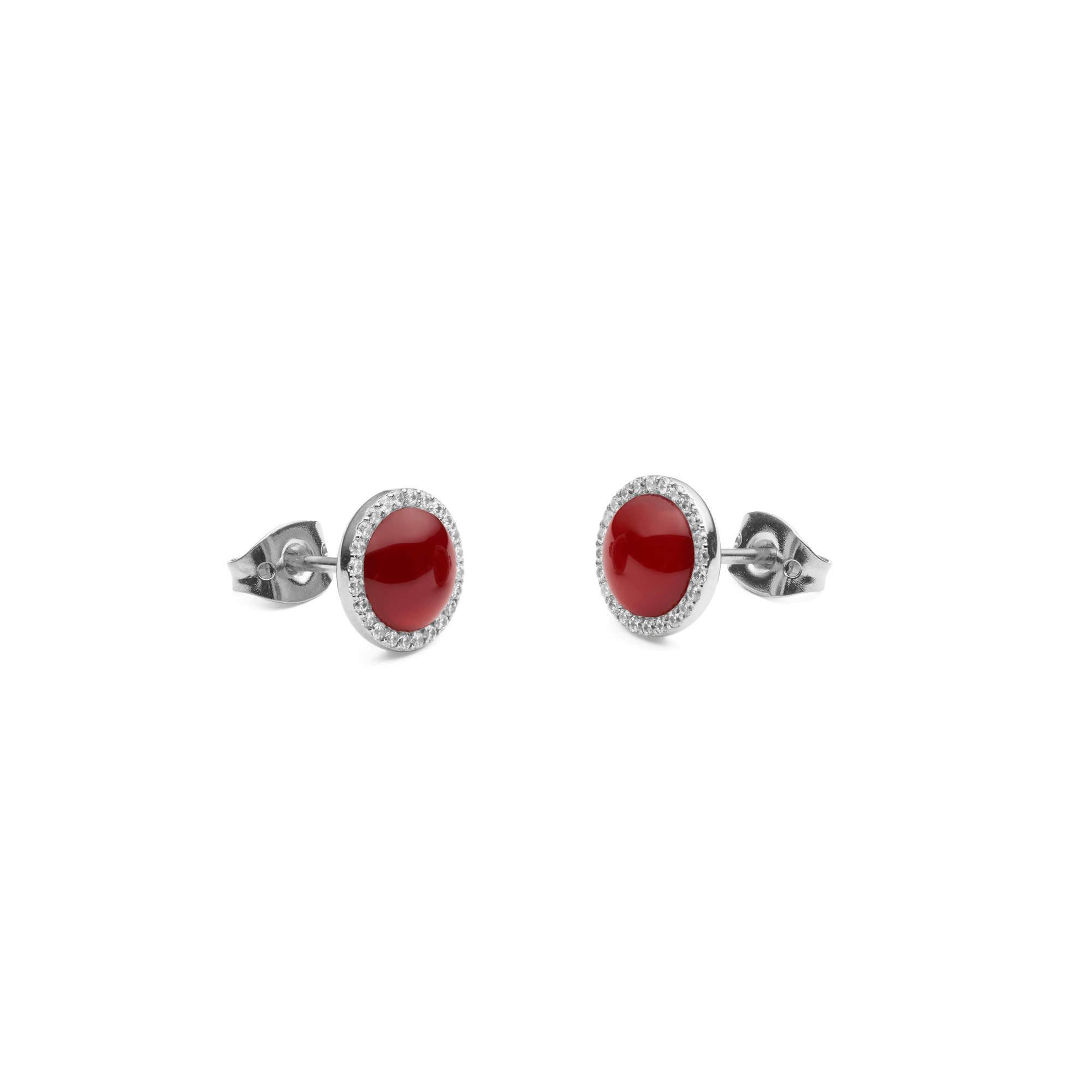 Audrey Earrings Red Agathe Silver