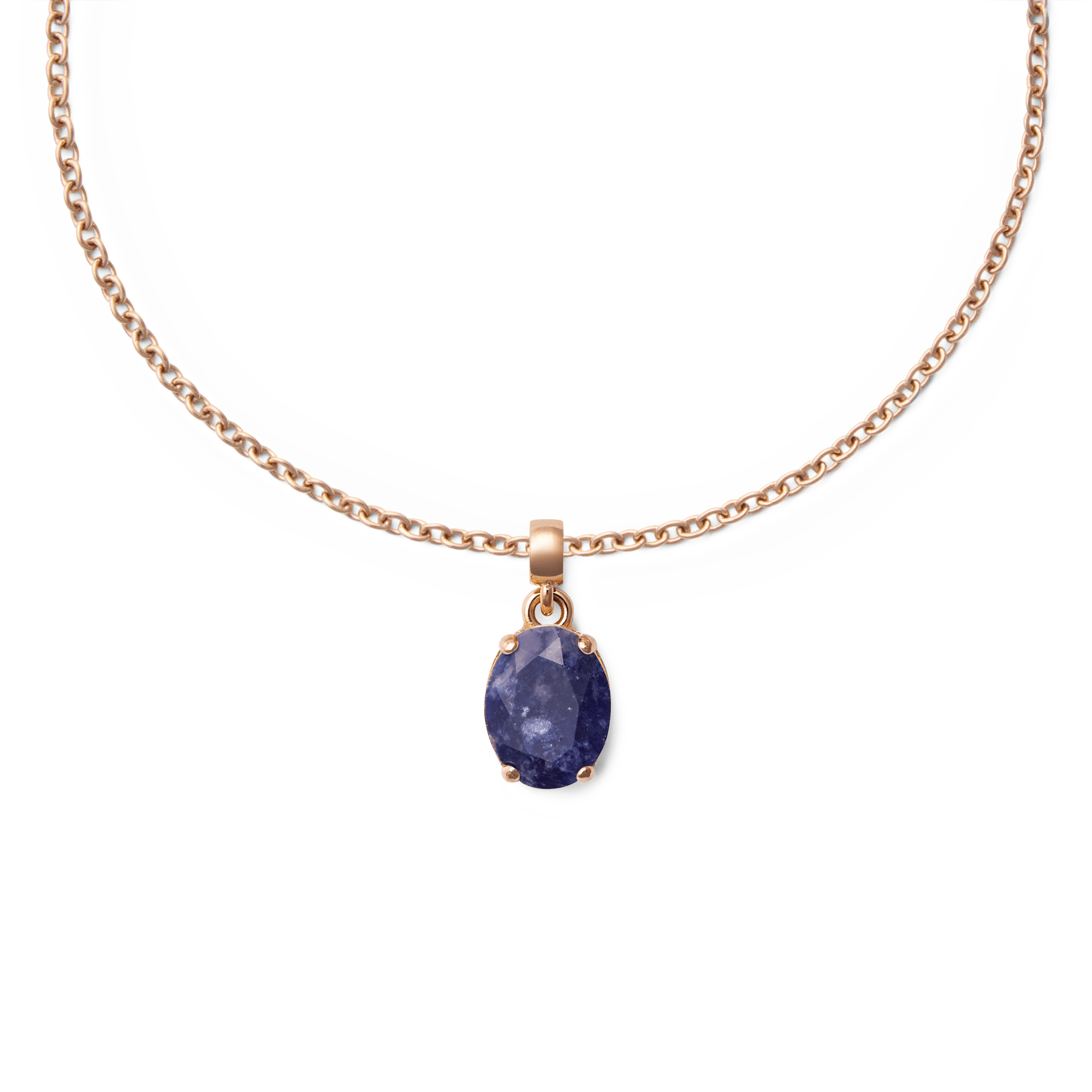 Blue Spot Oval Rose Gold Charm