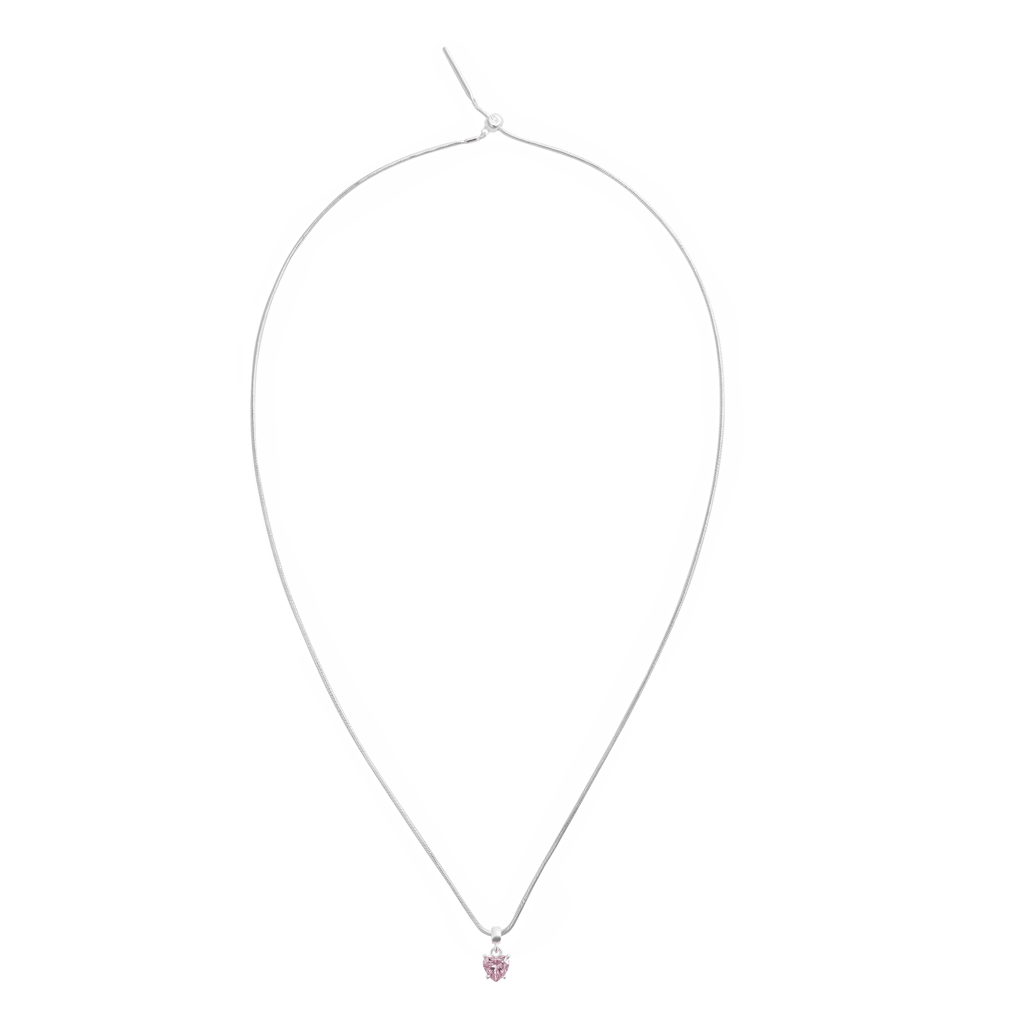 Charm Heart Crystal Pink Silver