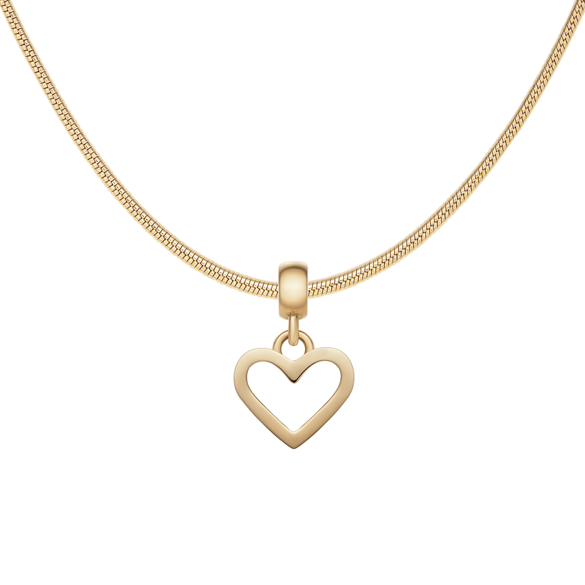 Heart Hanging Shape Gold Charm + Snake Necklace G