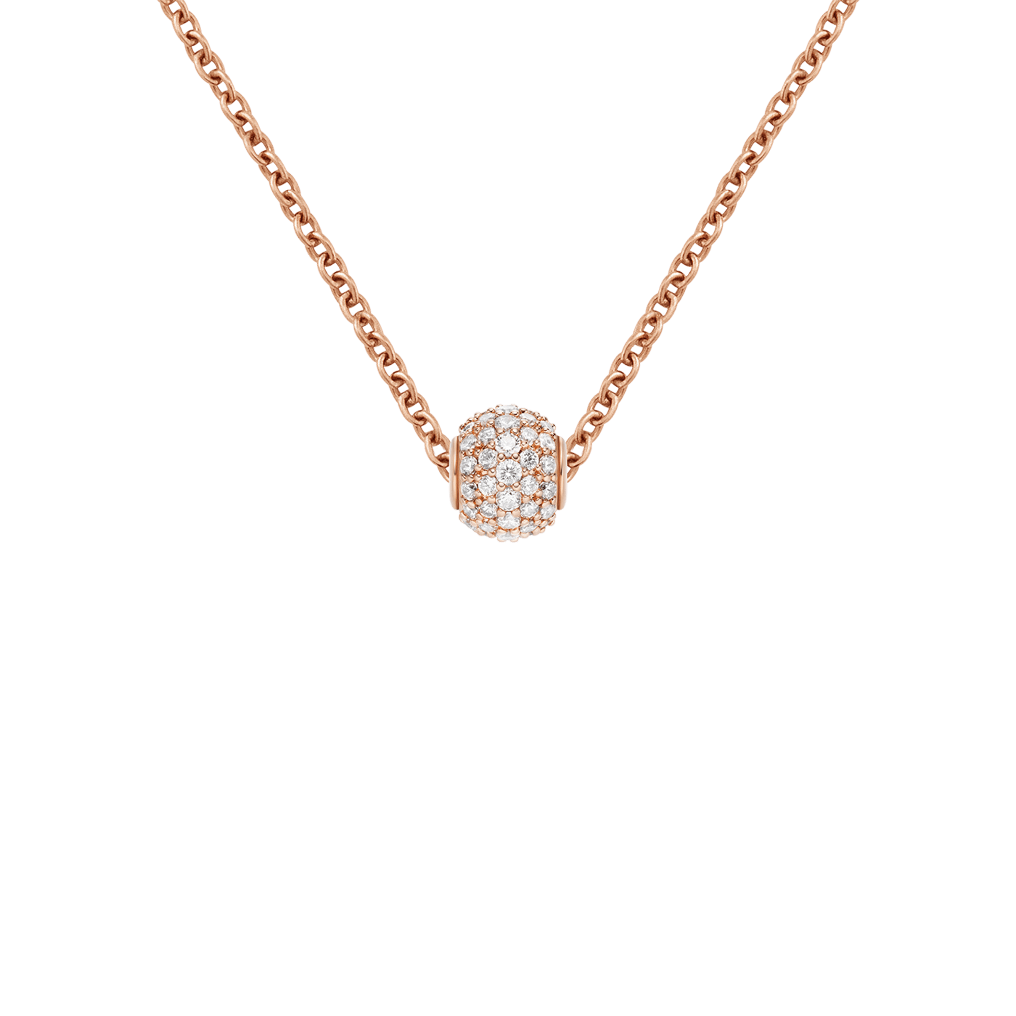 Pave Orb White Crystal Rose Gold Charm + Chain Necklace RG