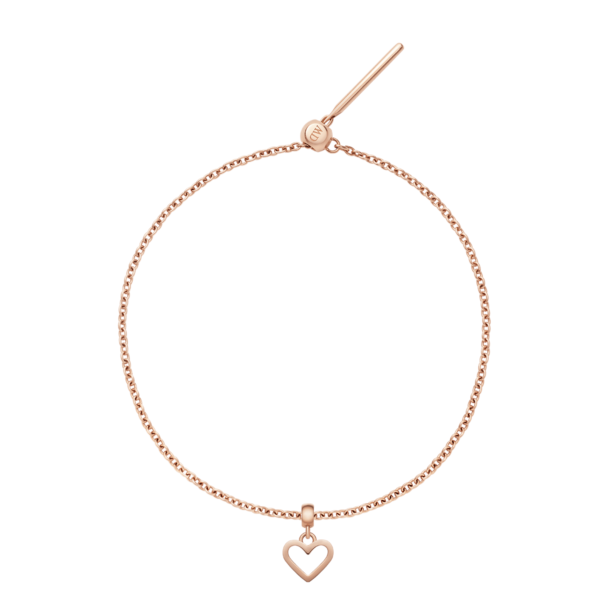Heart Hanging Shape Rose Gold Charm + Chain Bracelet RG