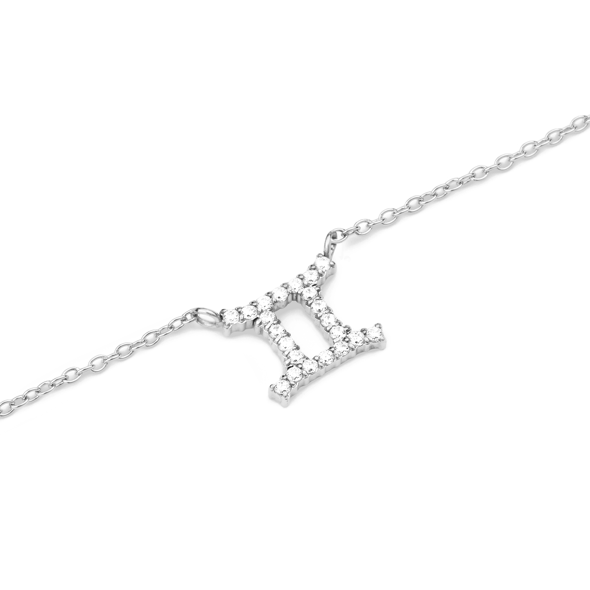 Crystal Zodiac Chain Necklace Silver