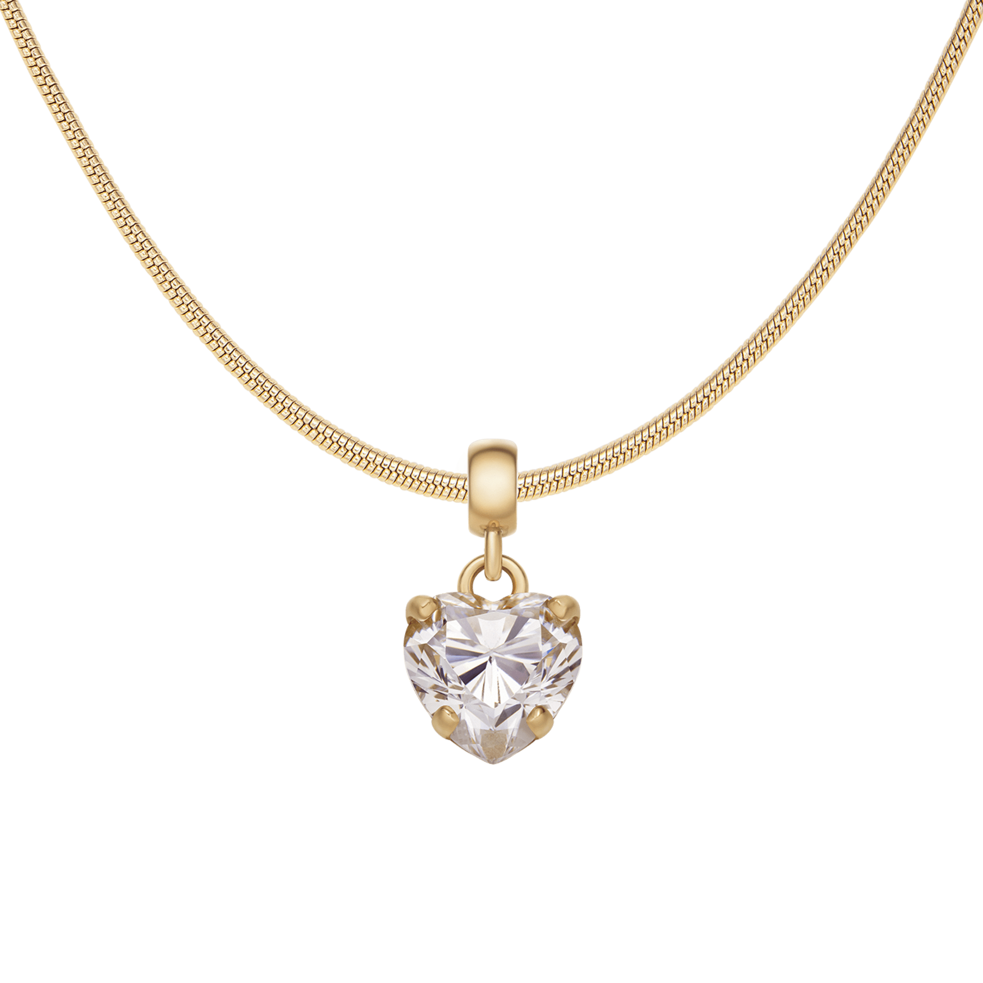 Heart Crystal White Charm + Snake Necklace G