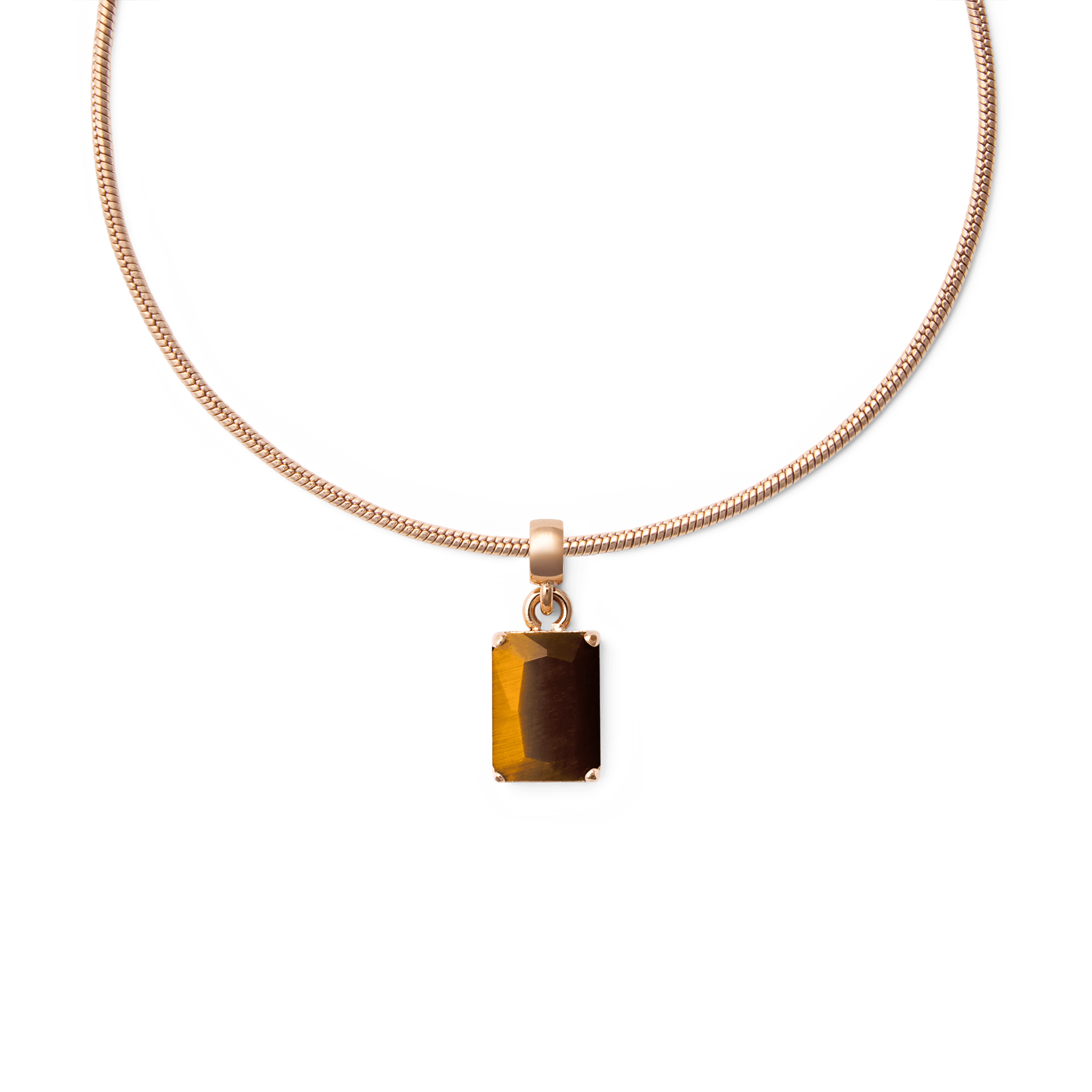 Tiger eye Octagon Rose Gold Charm