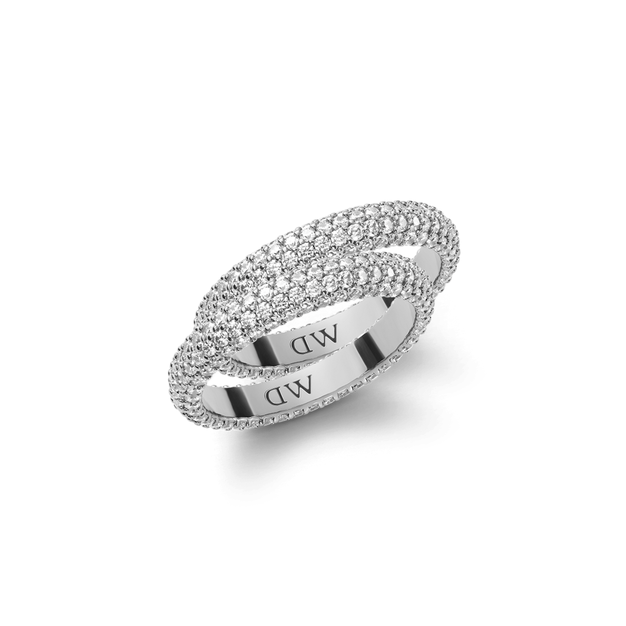 Pavé Crystal Ring Silver Set