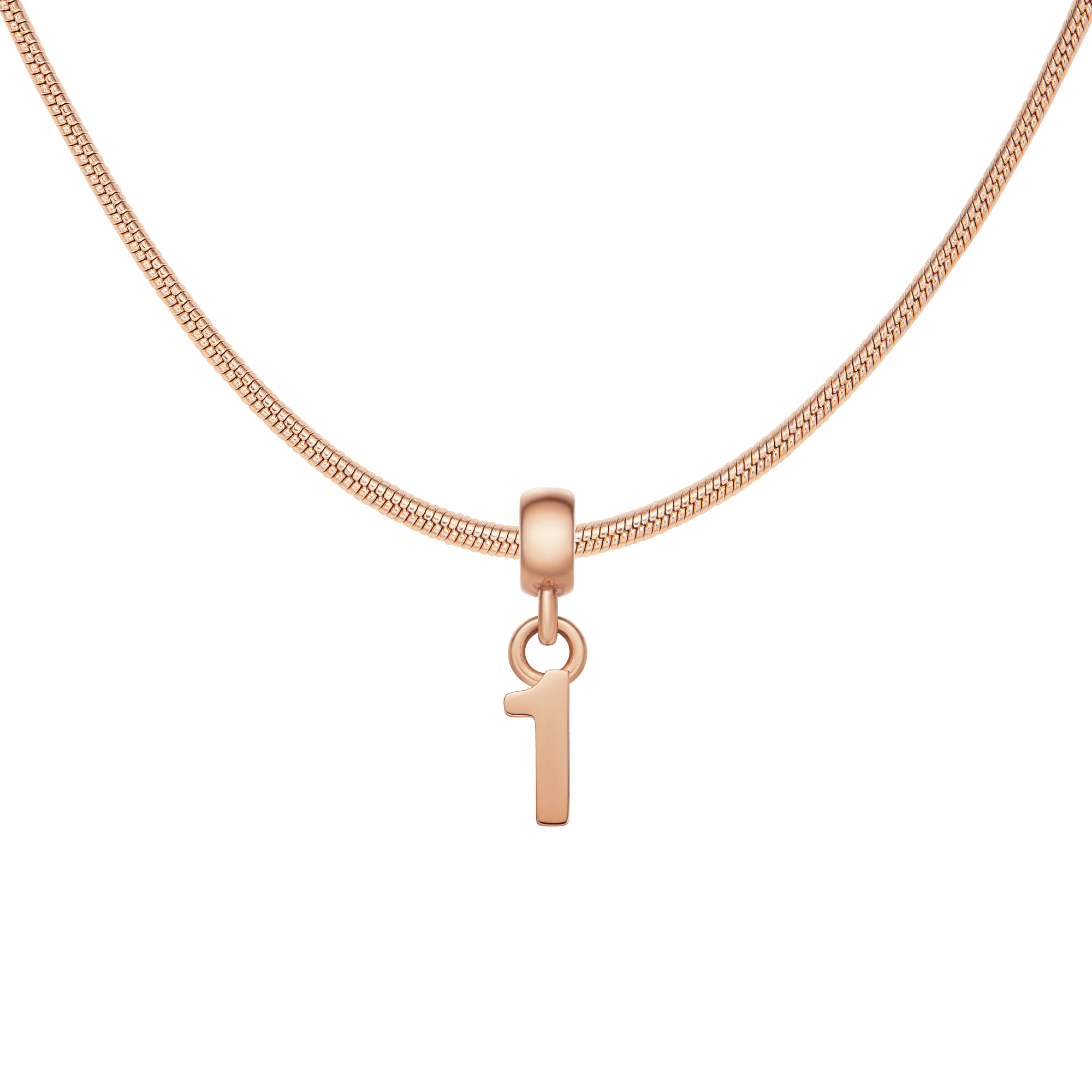Number Rose Gold Charm + Snake Necklace RG