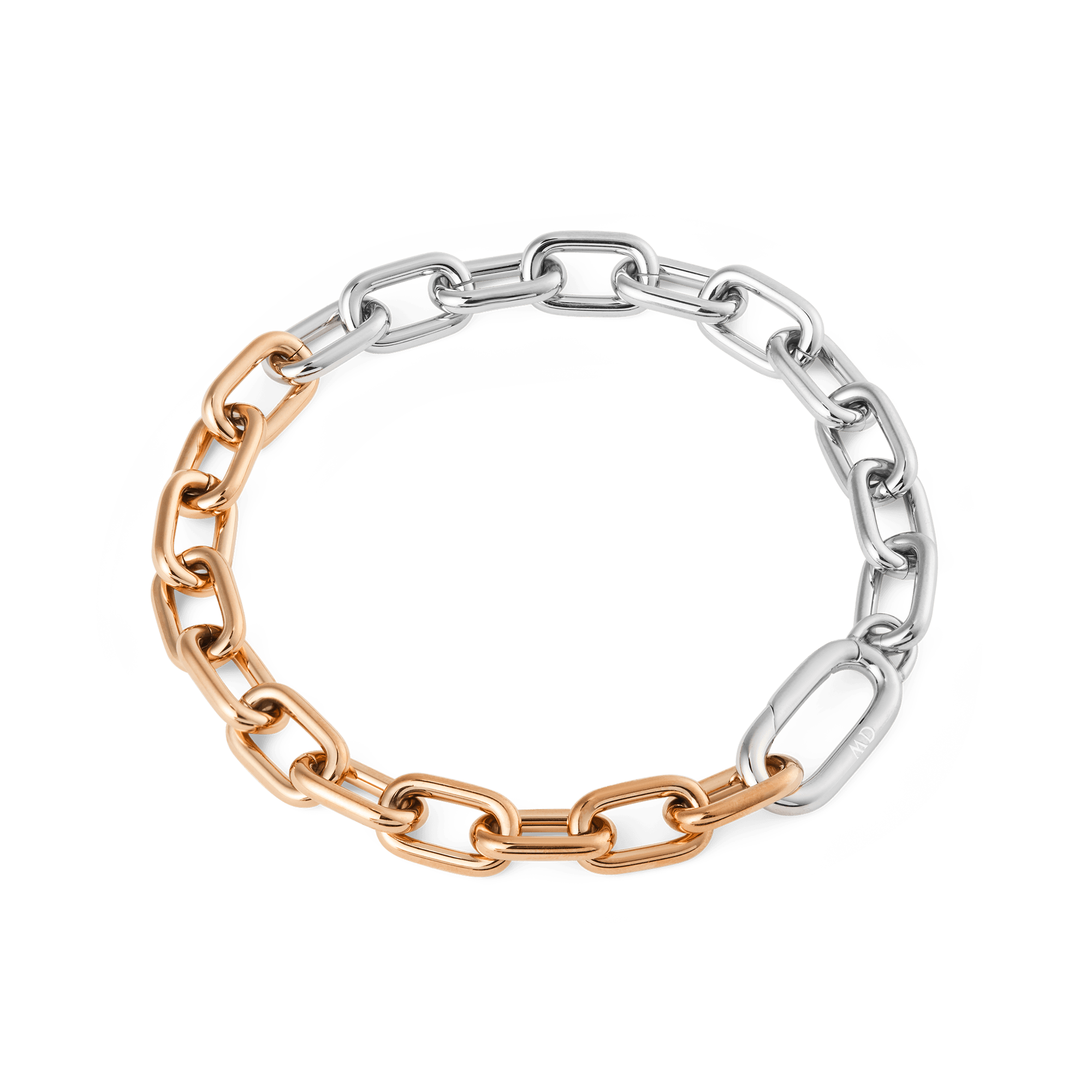 Contrast Link Bracelet Two Tone Rose Gold