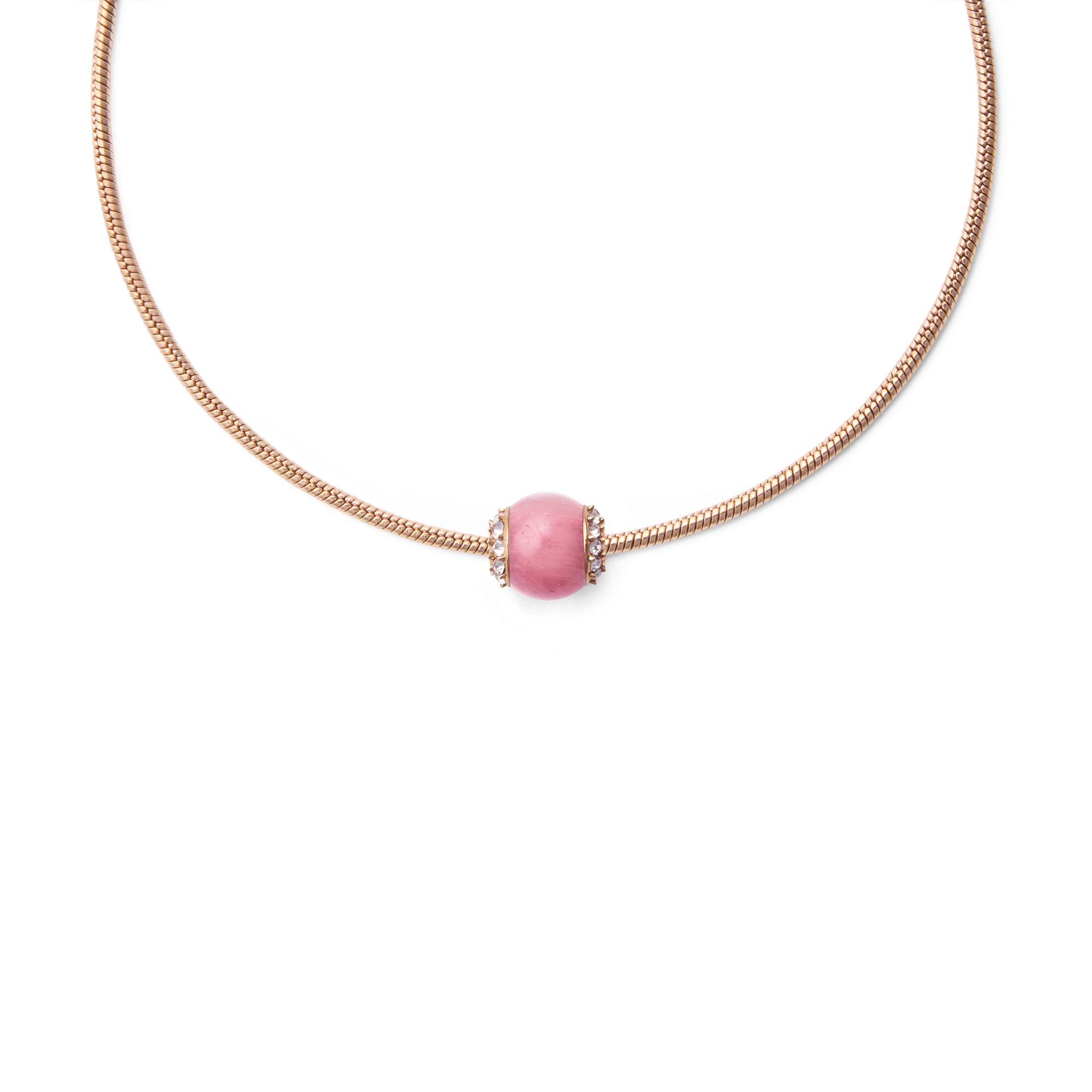 Rhodonite Crystal Orb Rose Gold Charm