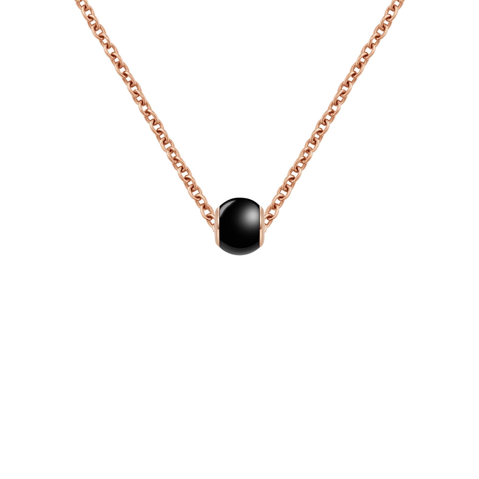 Black Orb Rose Gold Charm + Chain Necklace RG