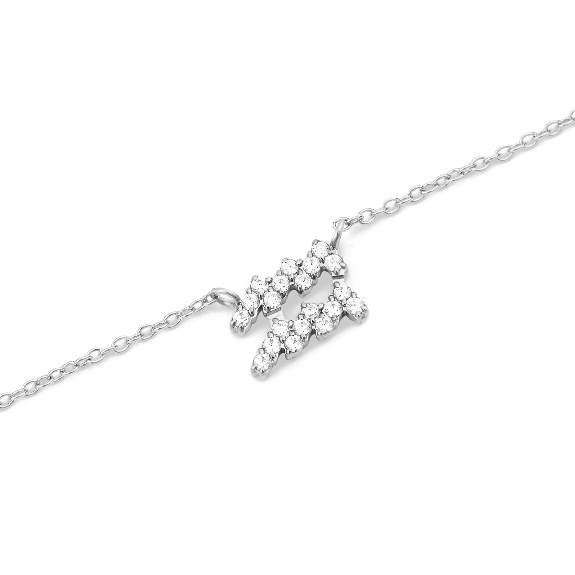 Crystal Zodiac Chain Necklace Silver