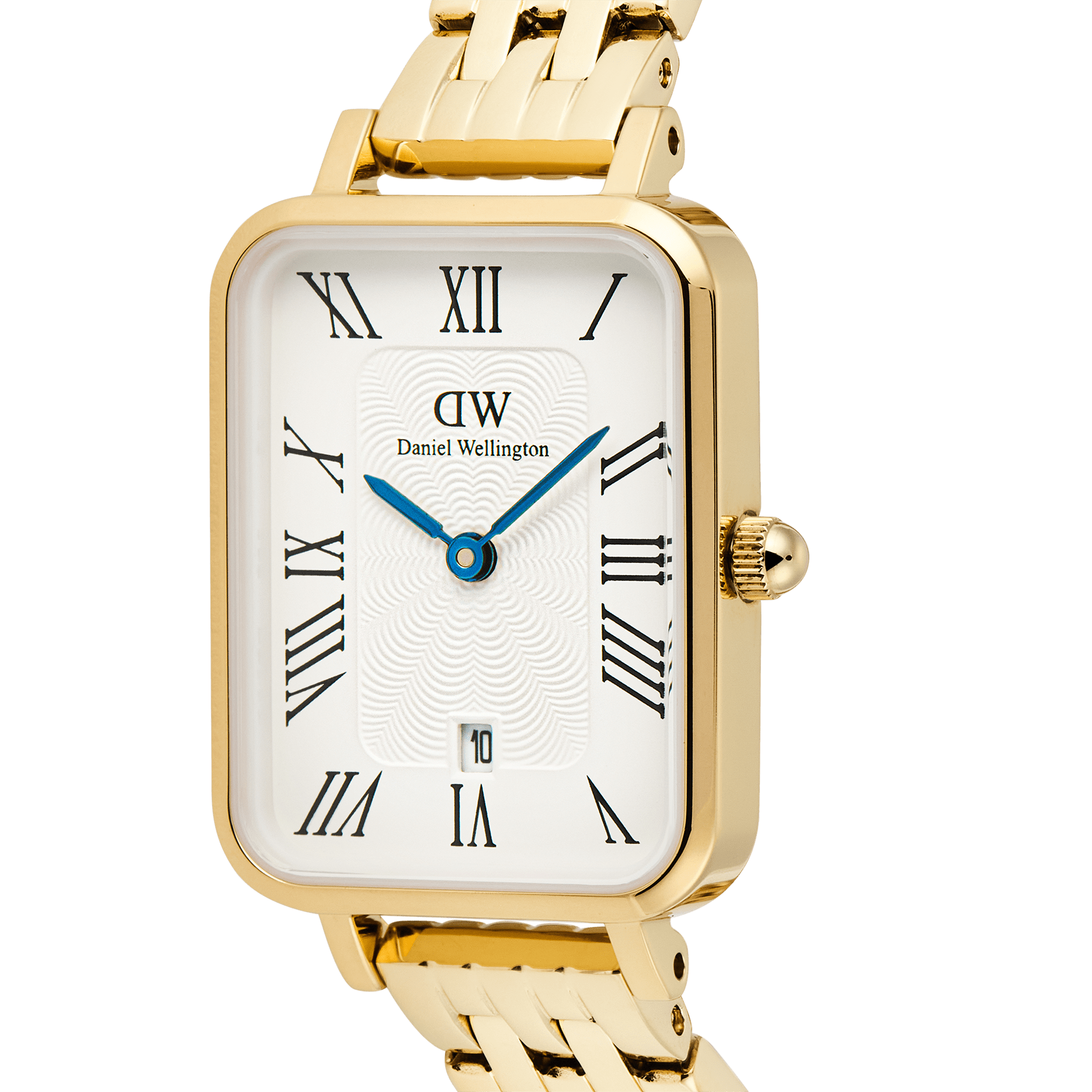Quadro Roman Numerals Date 5-link Gold