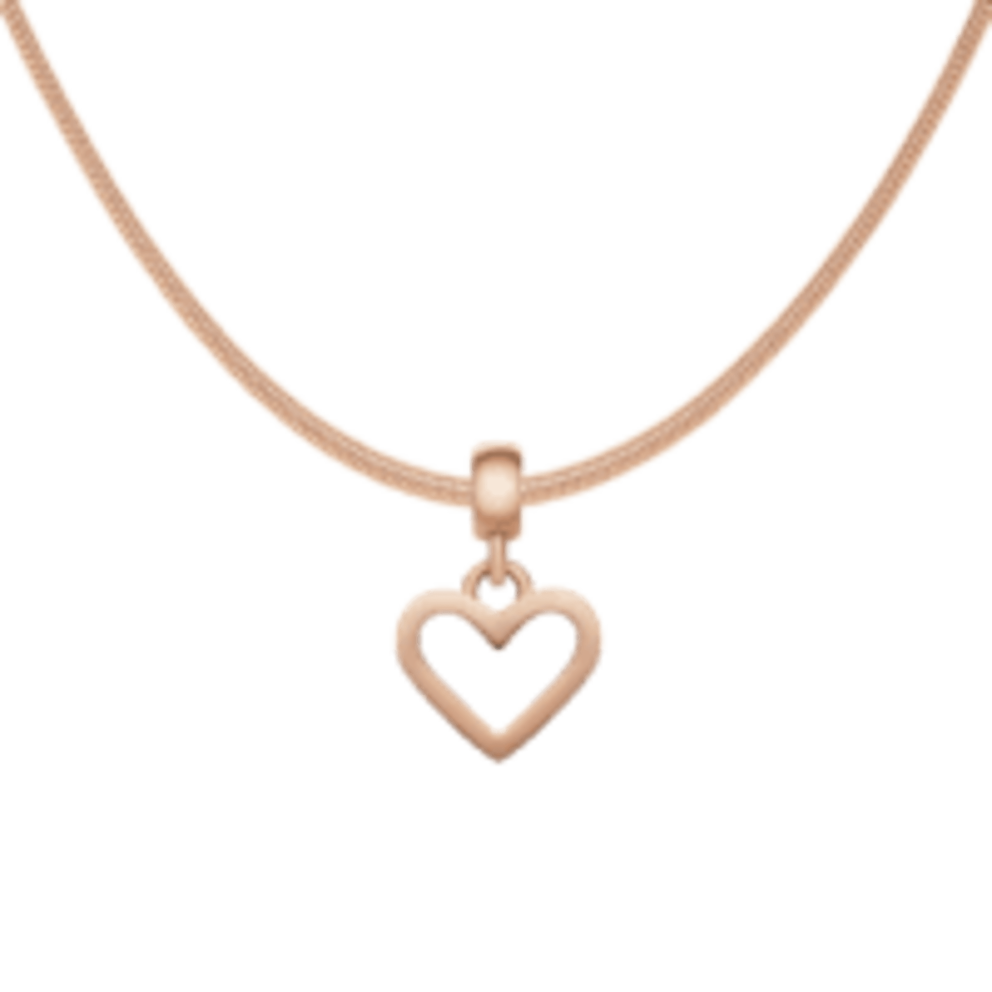 Heart Hanging Shape Rose Gold Charm + Snake Necklace RG