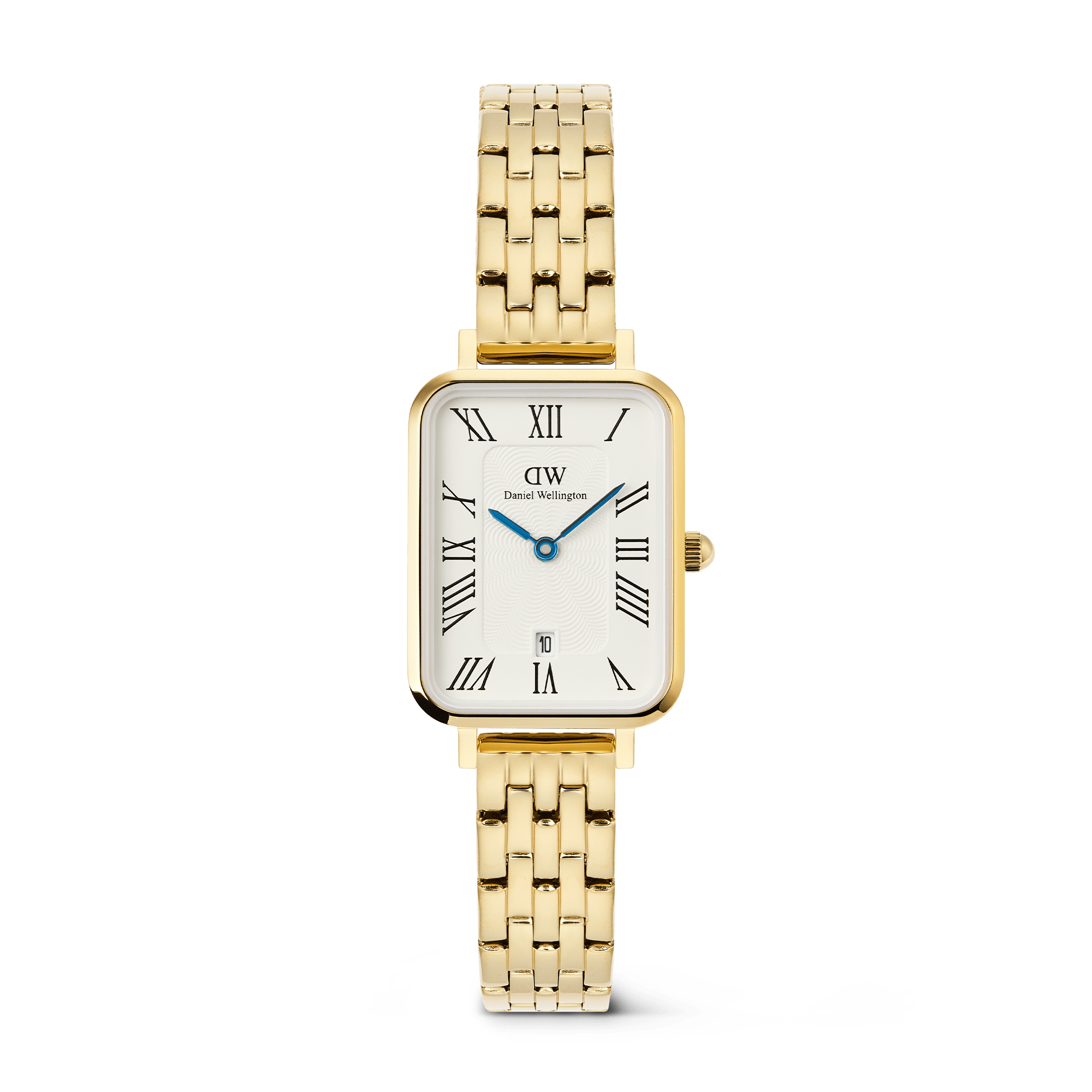 Quadro Roman Numerals Date 5-link Gold