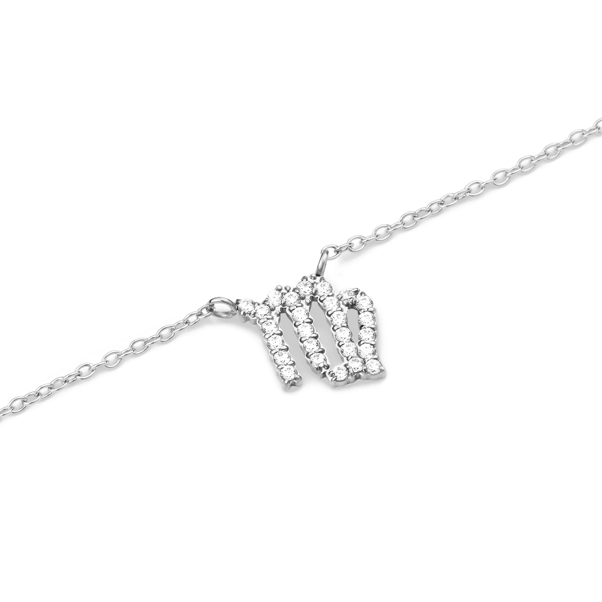 Crystal Zodiac Chain Necklace Silver