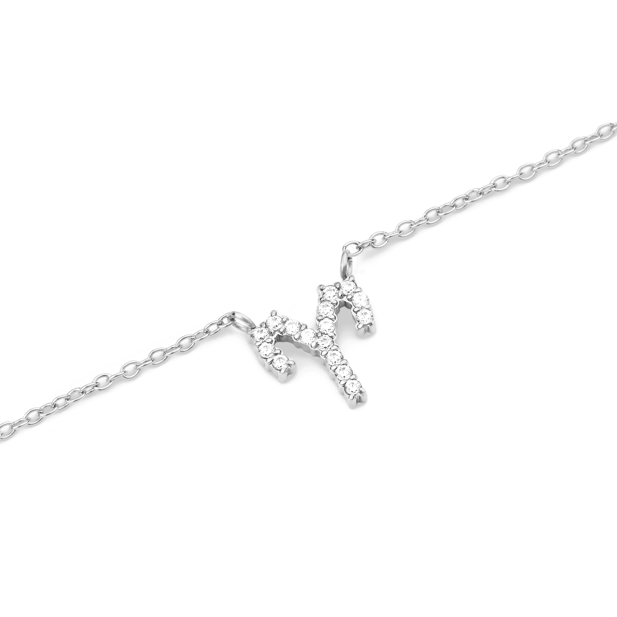 Crystal Zodiac Chain Necklace Silver
