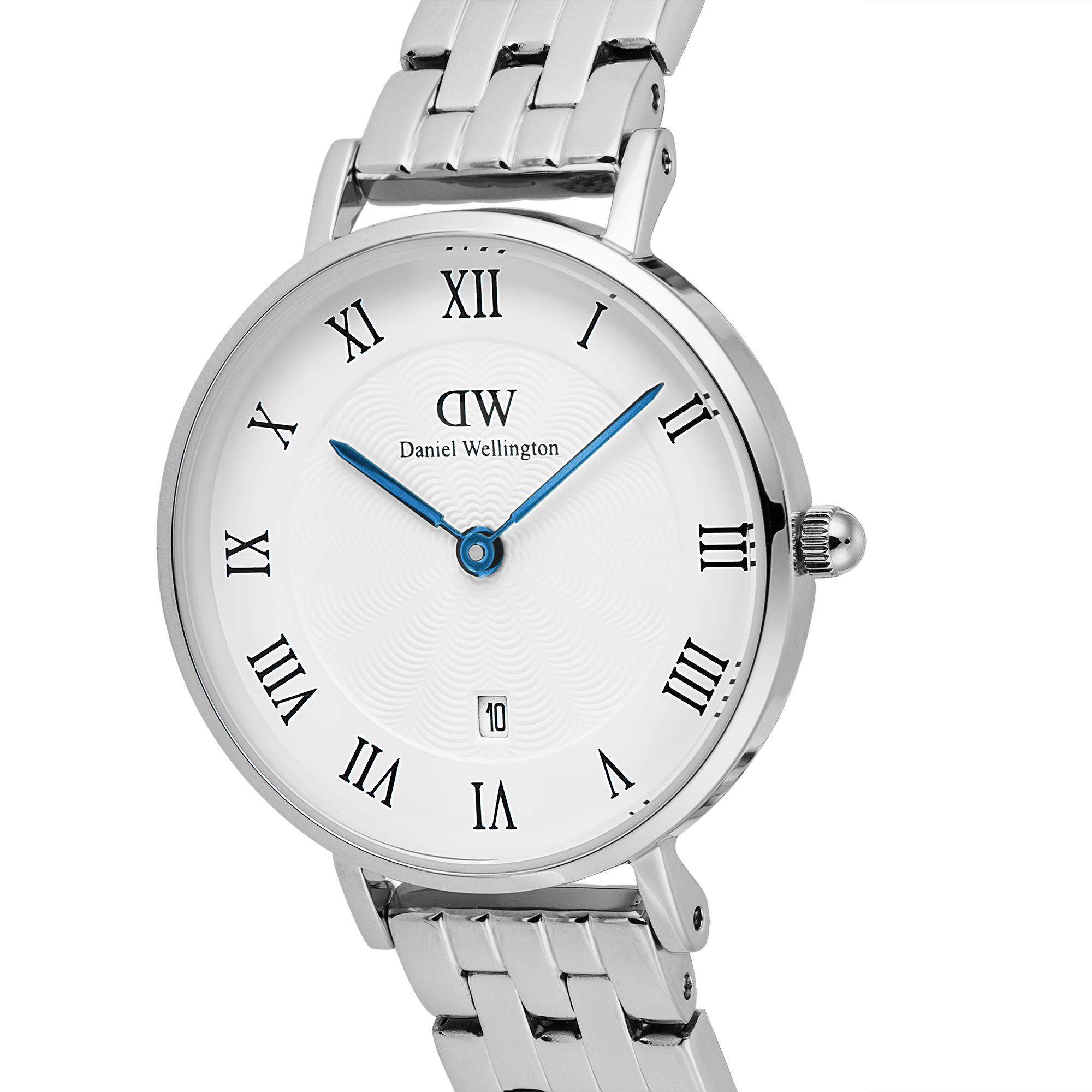 Petite Roman Numerals Date 5-link Silver