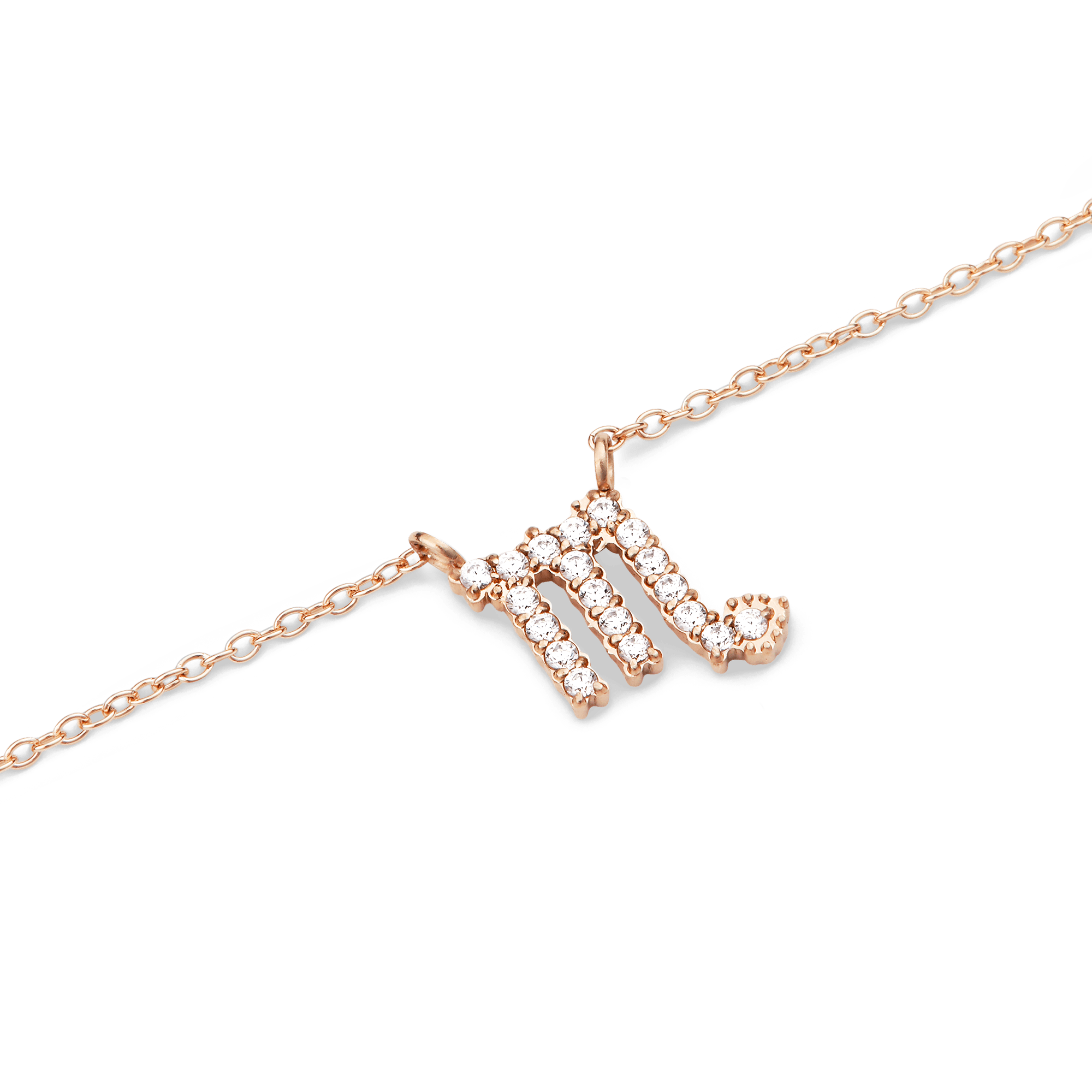 Crystal Zodiac Chain Necklace Rose Gold