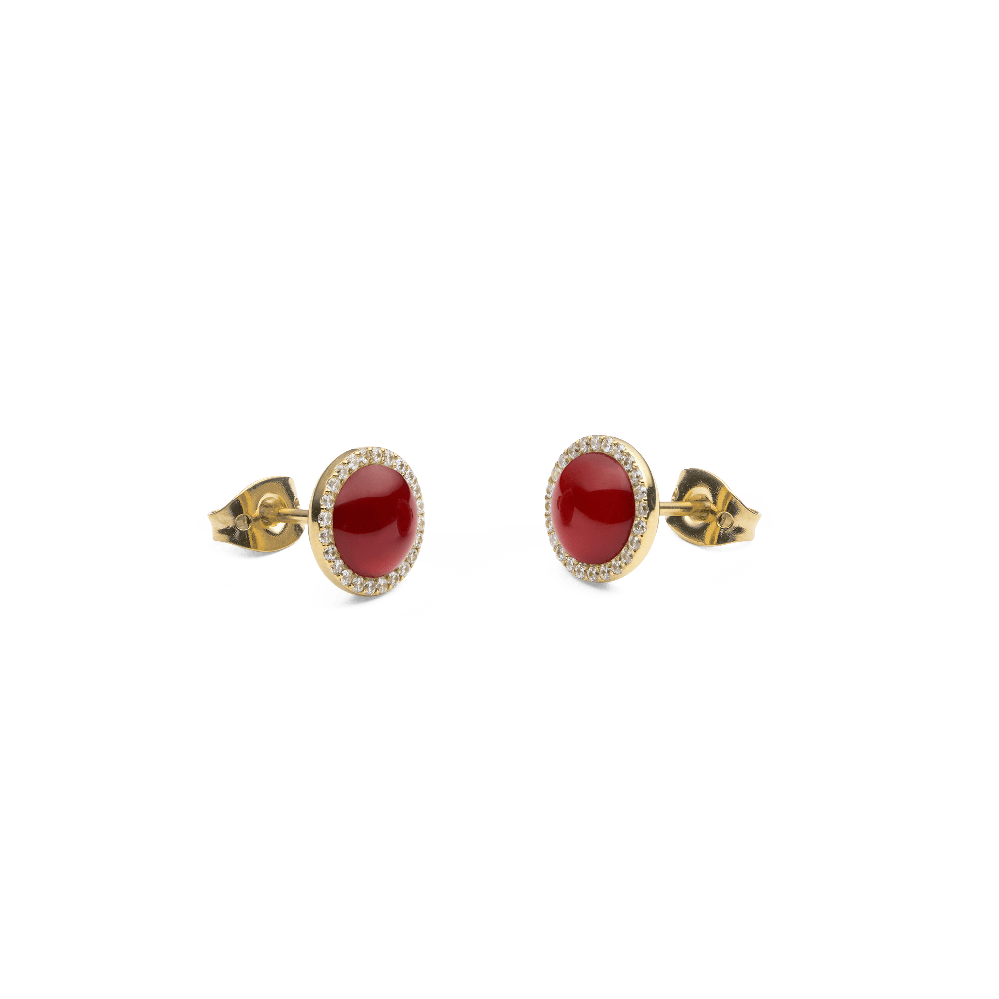 Audrey Earrings Red Agathe Gold