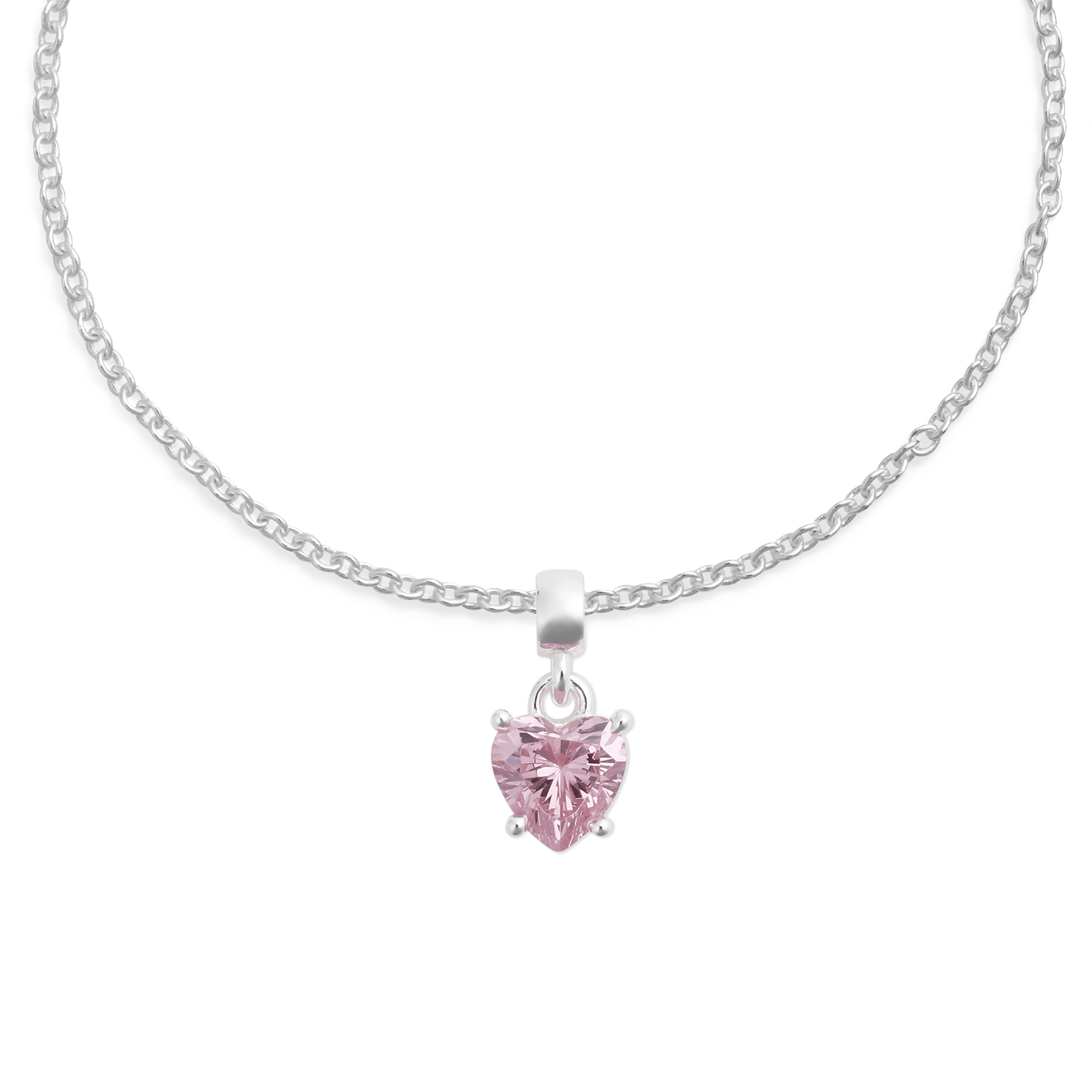 Charm Heart Crystal Pink Silver