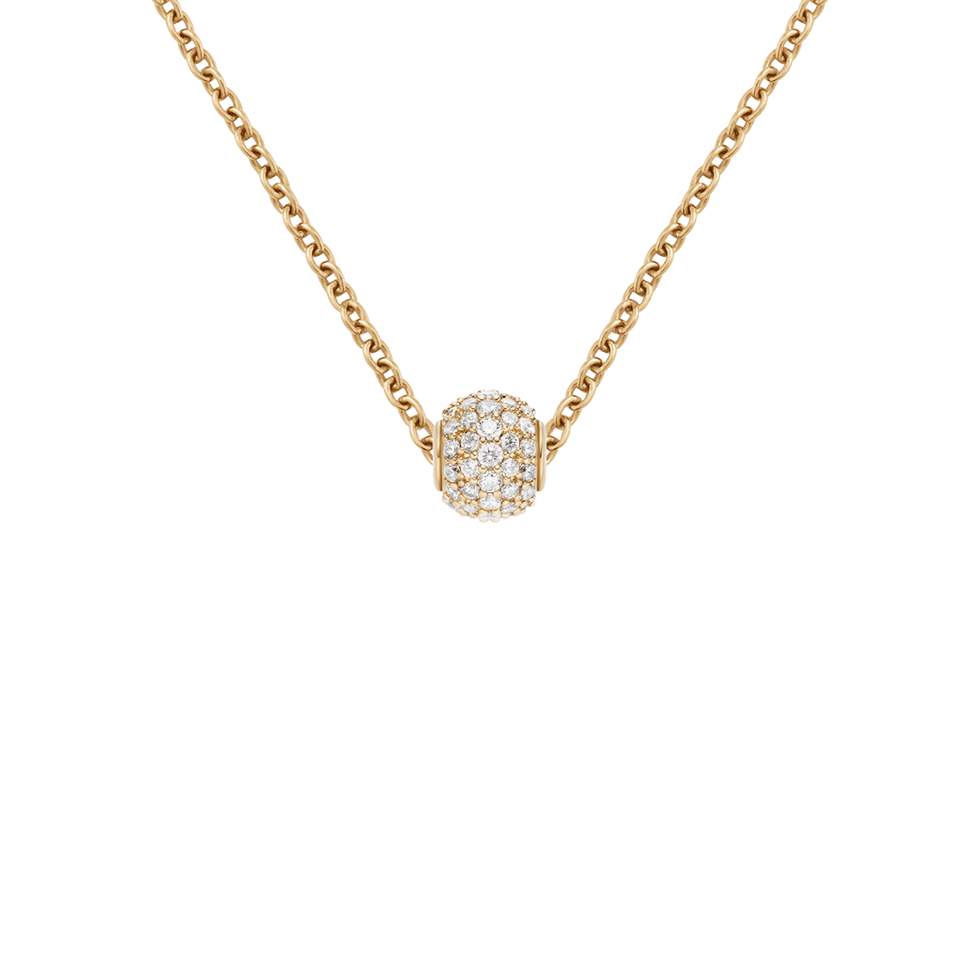 Pave Orb White Crystal Gold Charm + Chain Necklace G