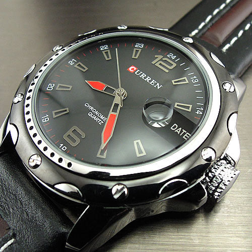Curren Men's Watch with Leather Band (4.3 cm Dial) - CUR115