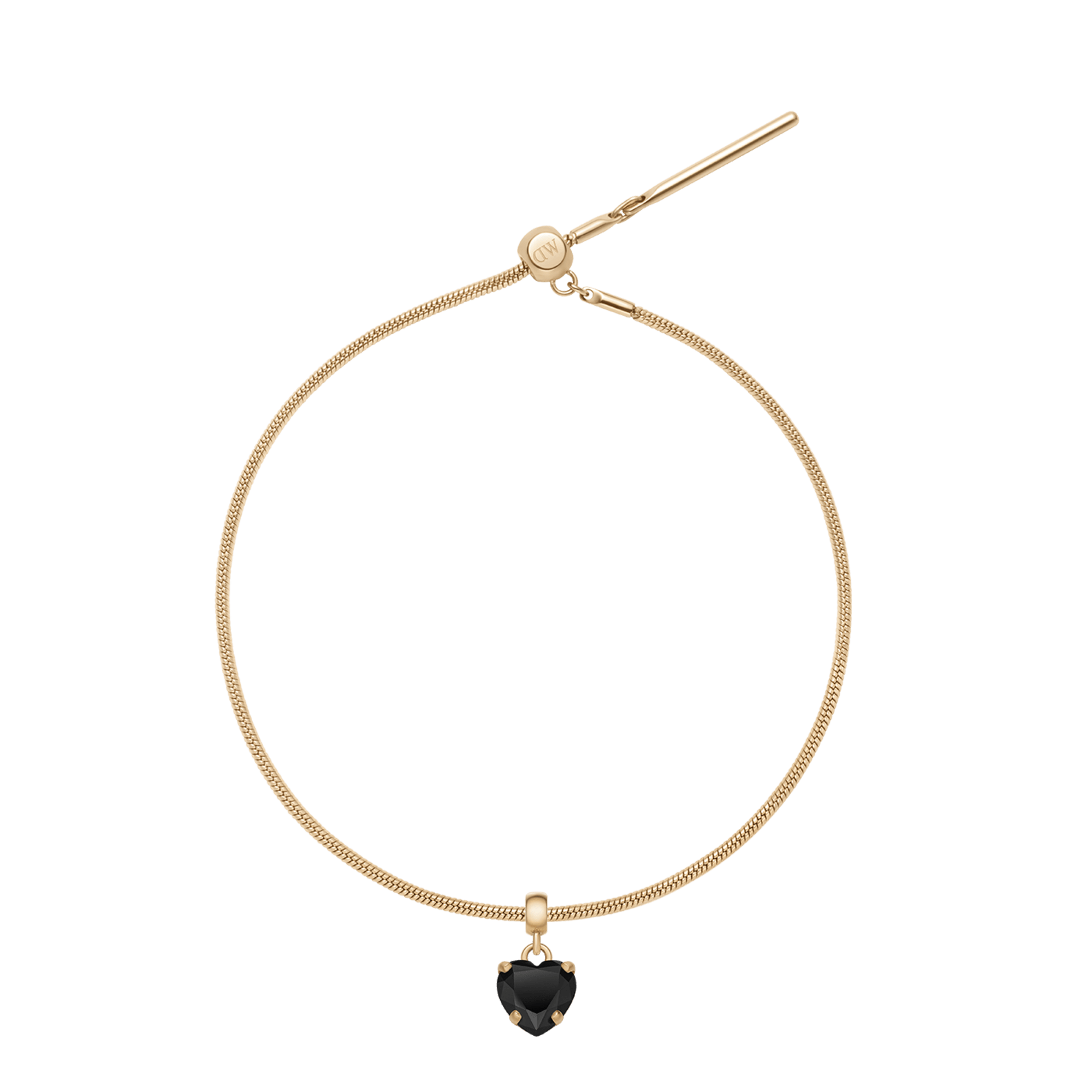 Heart Crystal Black Gold Charm + Snake Bracelet G