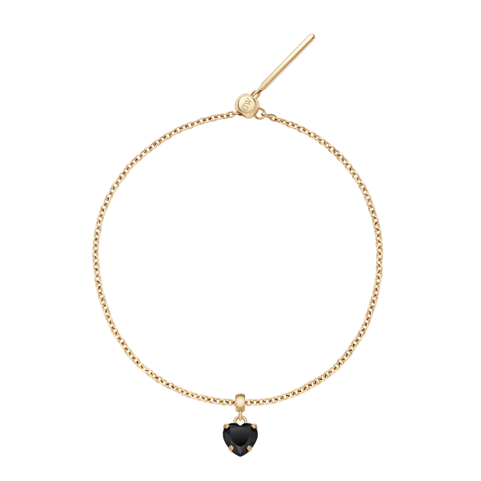 Heart Crystal Black Gold Charm + Chain Bracelet G