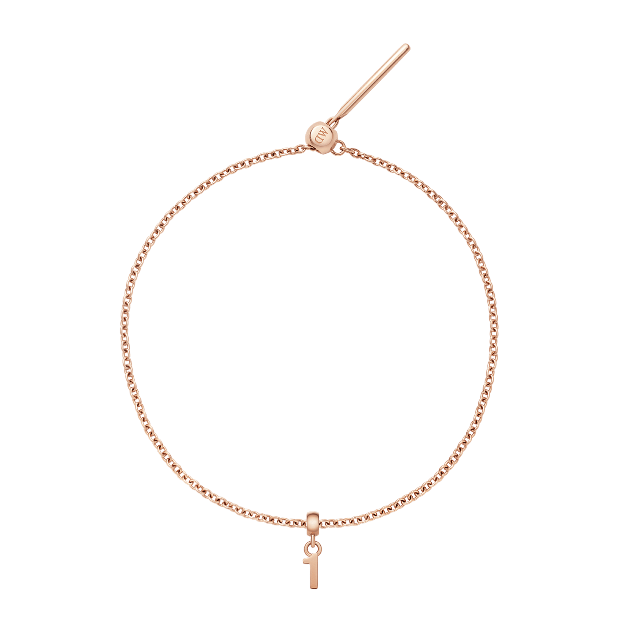 Number Rose Gold Charm + Chain Bracelet RG