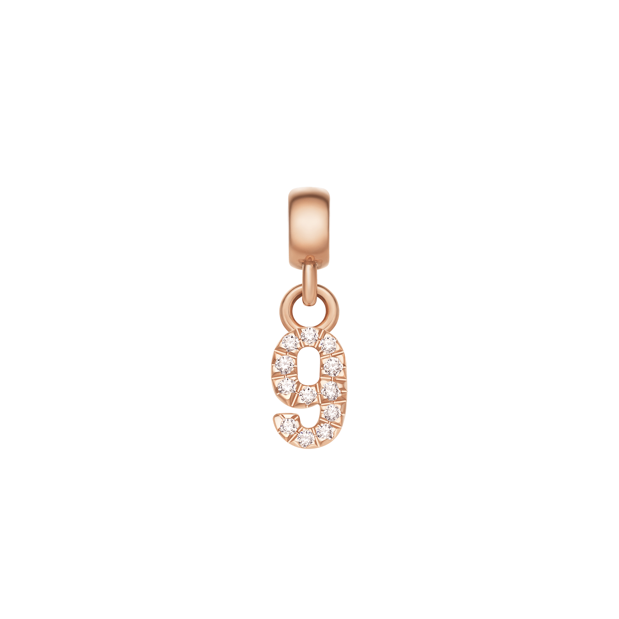 Crystal Number Charm Rose Gold