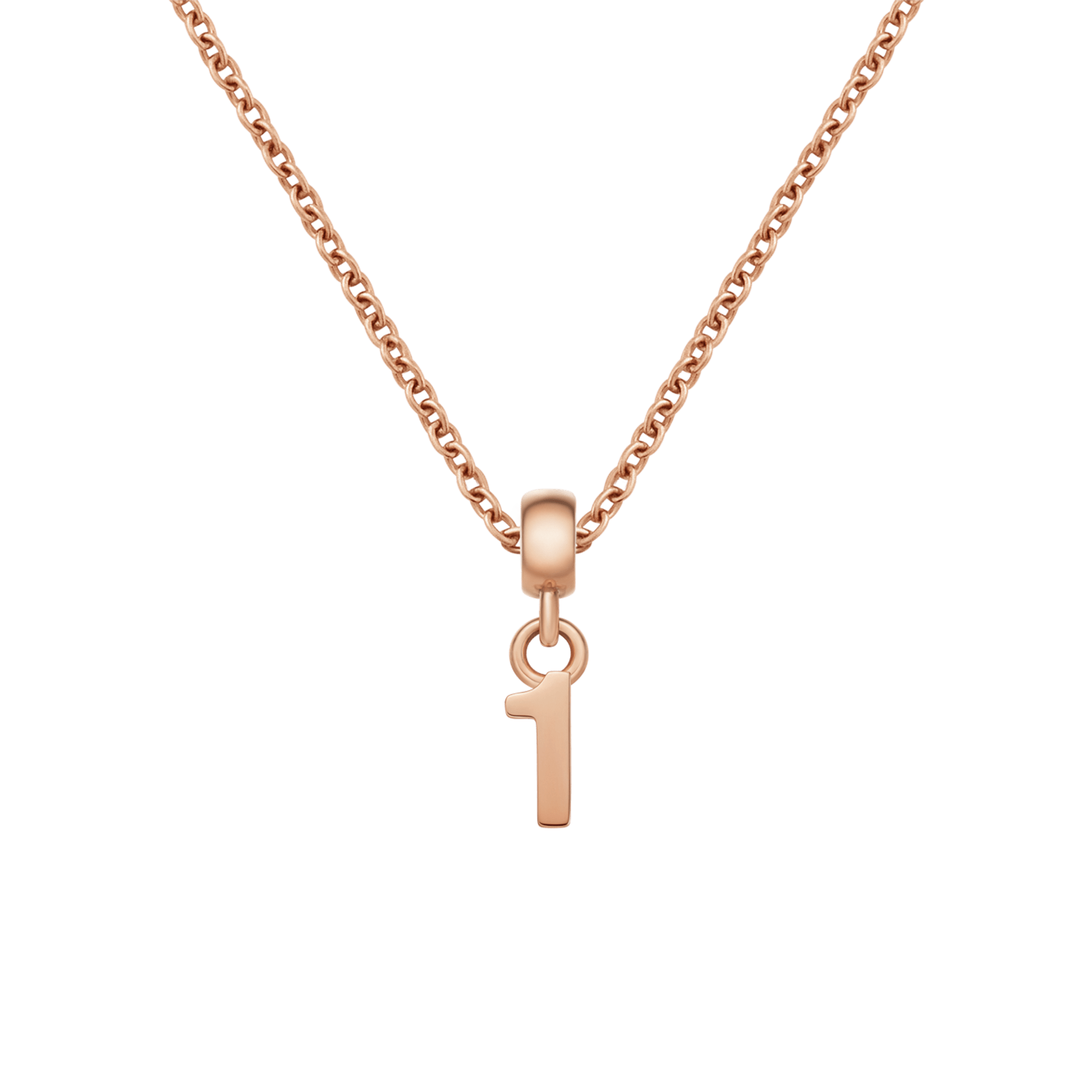 Number Rose Gold Charm + Chain Necklace RG
