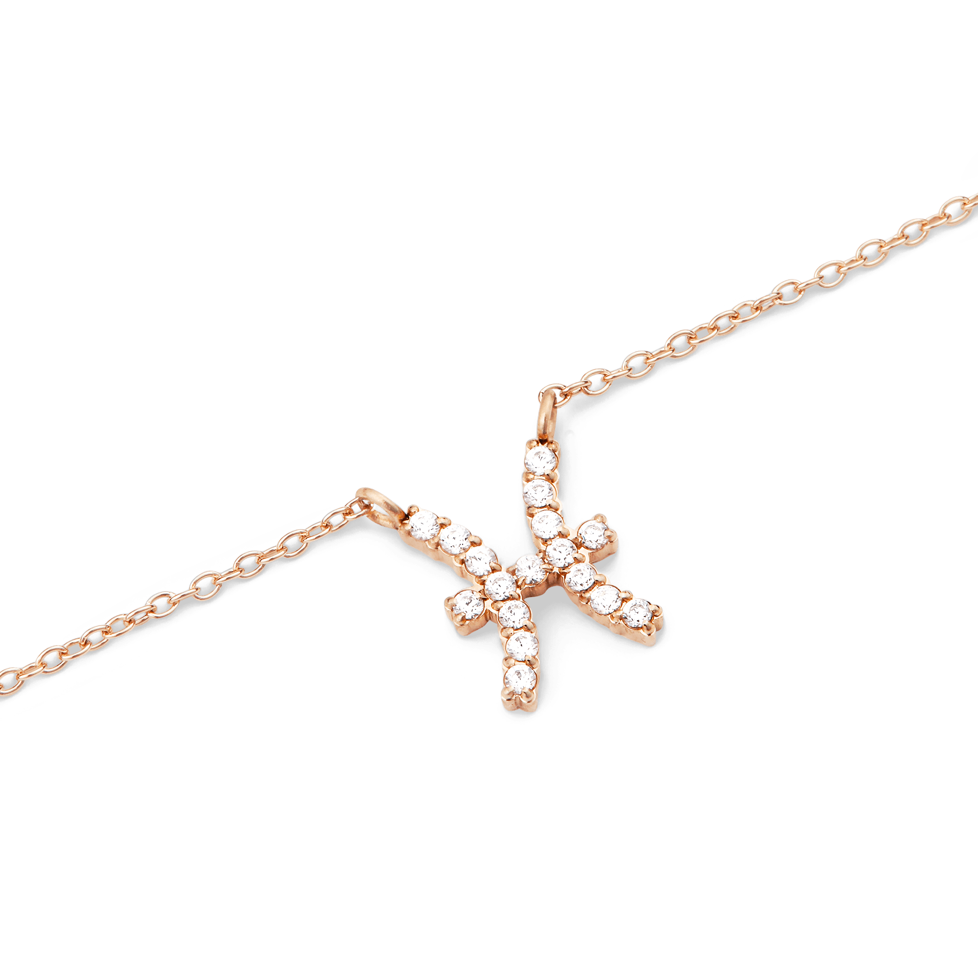 Crystal Zodiac Chain Necklace Rose Gold