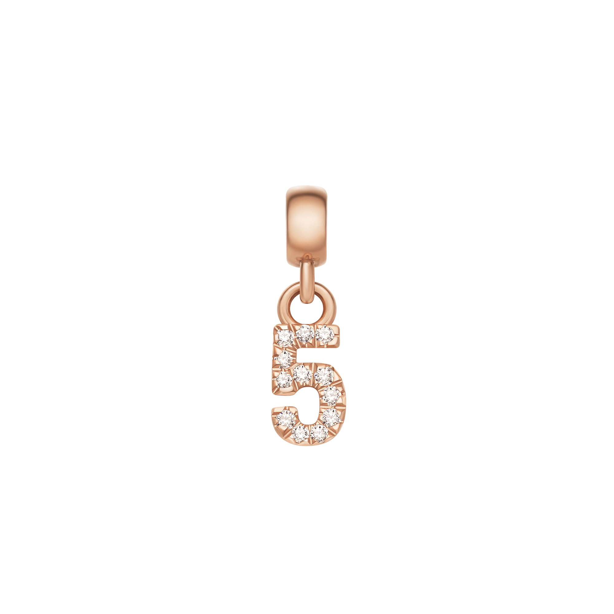 Crystal Number Charm Rose Gold