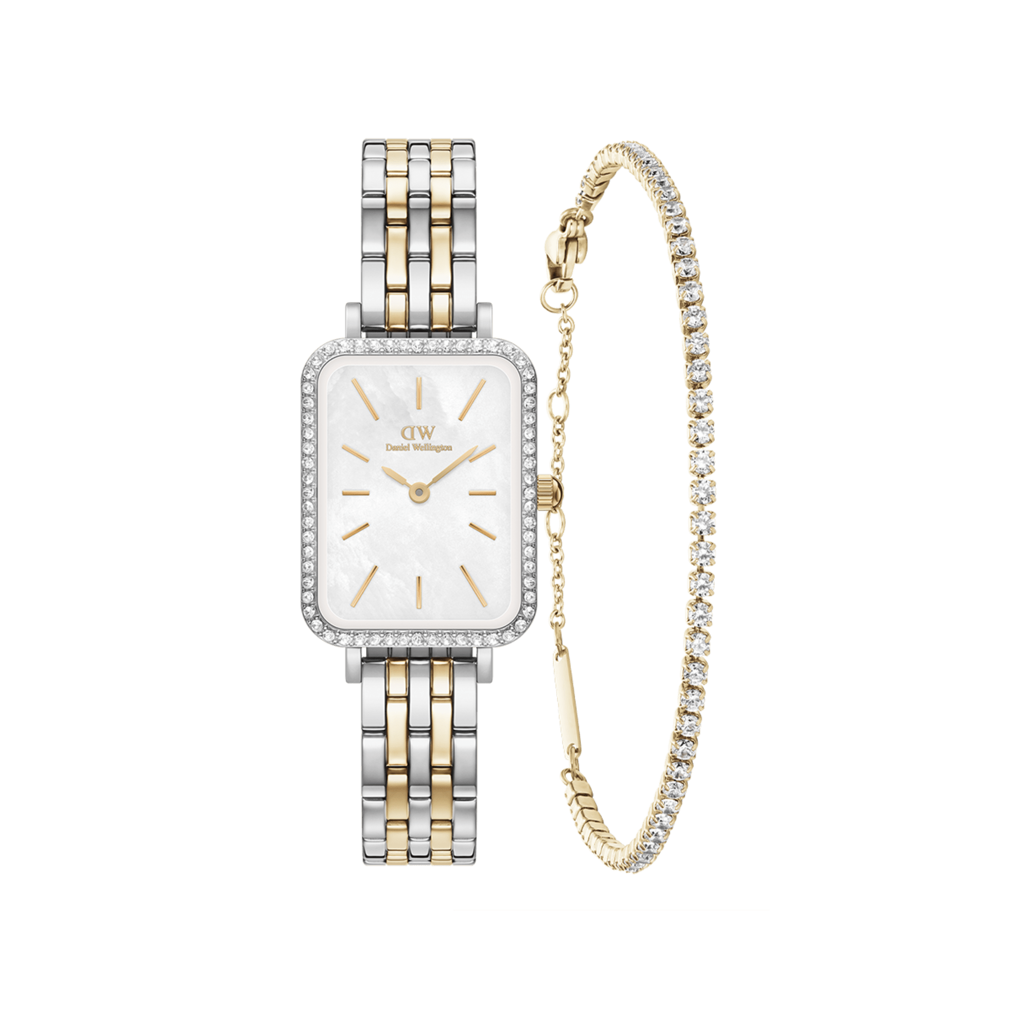 Quadro Two Tone & Tennis Bracelet Gold