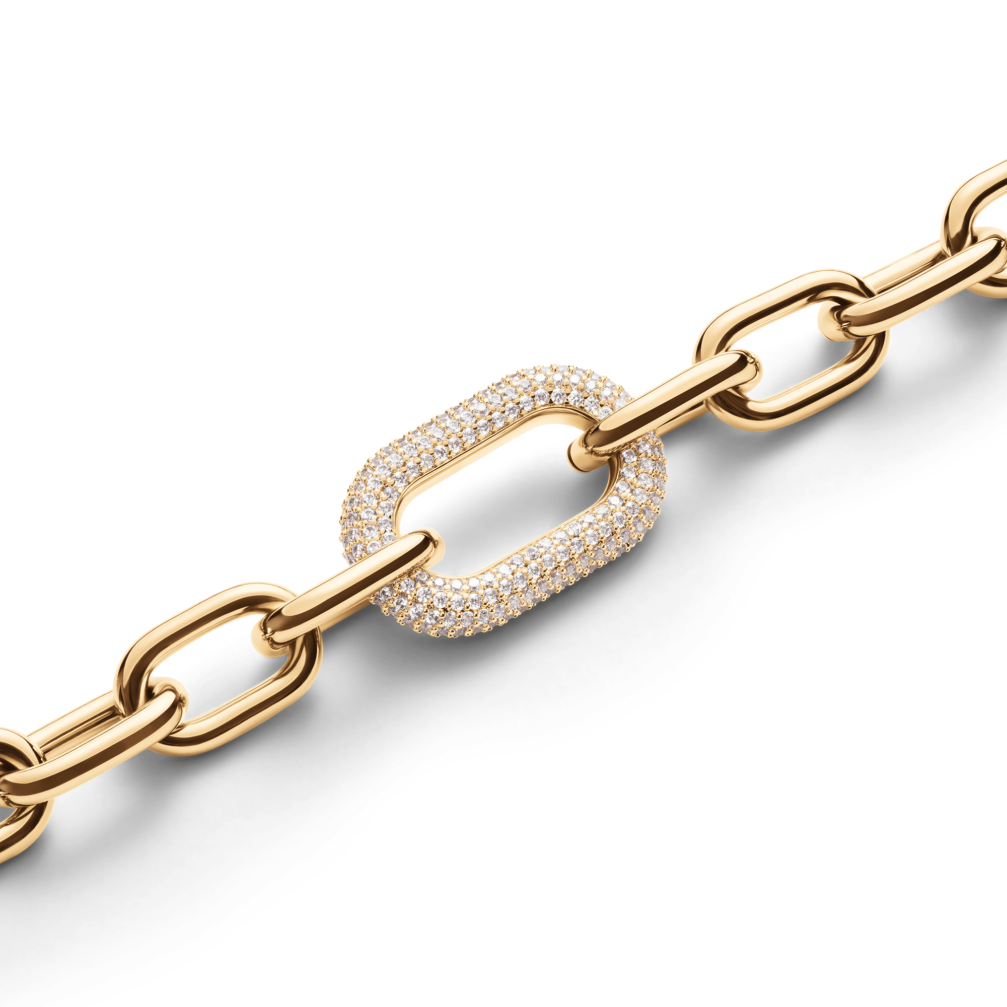 Bound Black Crocodile & Crystal Link Bracelet Gold