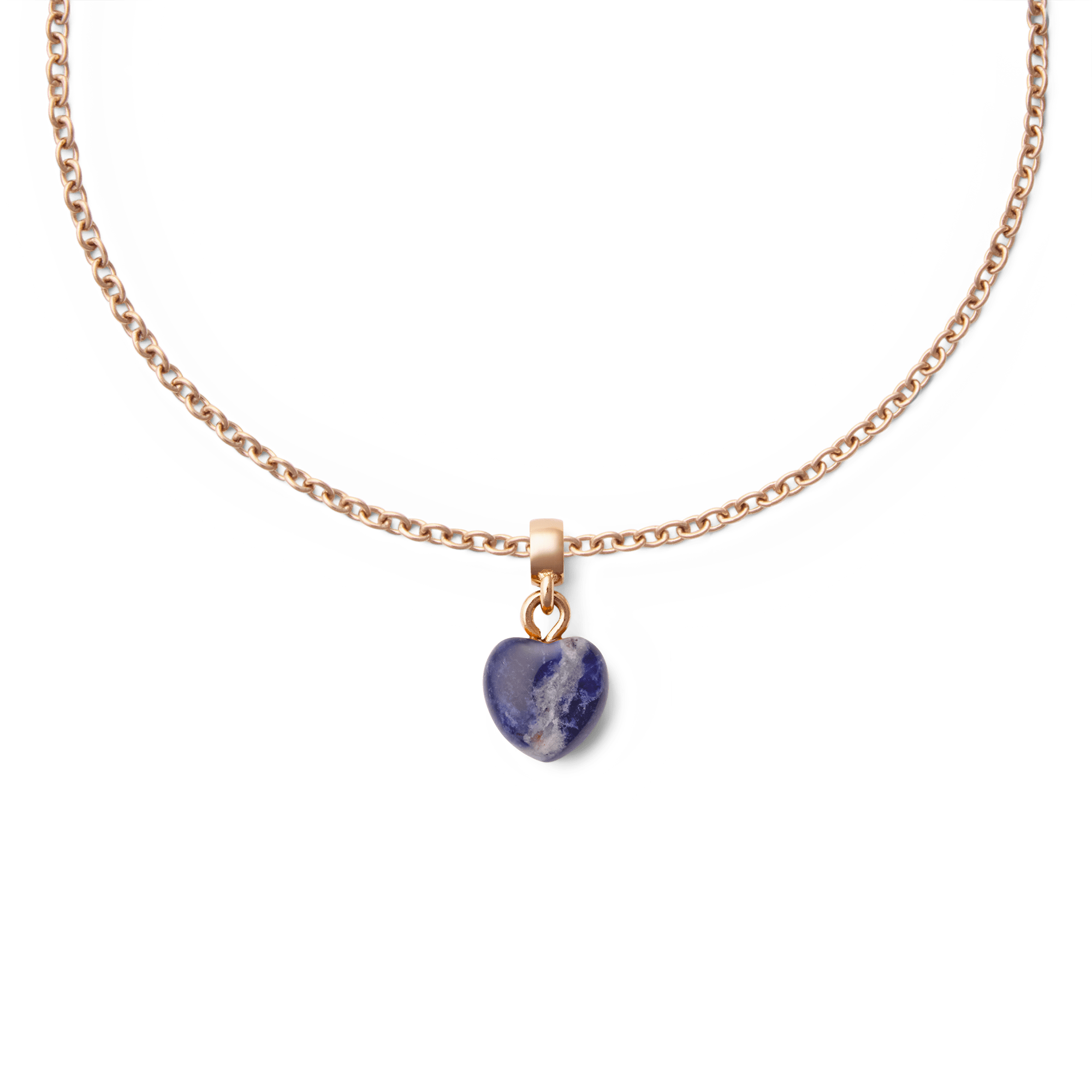 Blue Spot Heart Rose Gold Charm