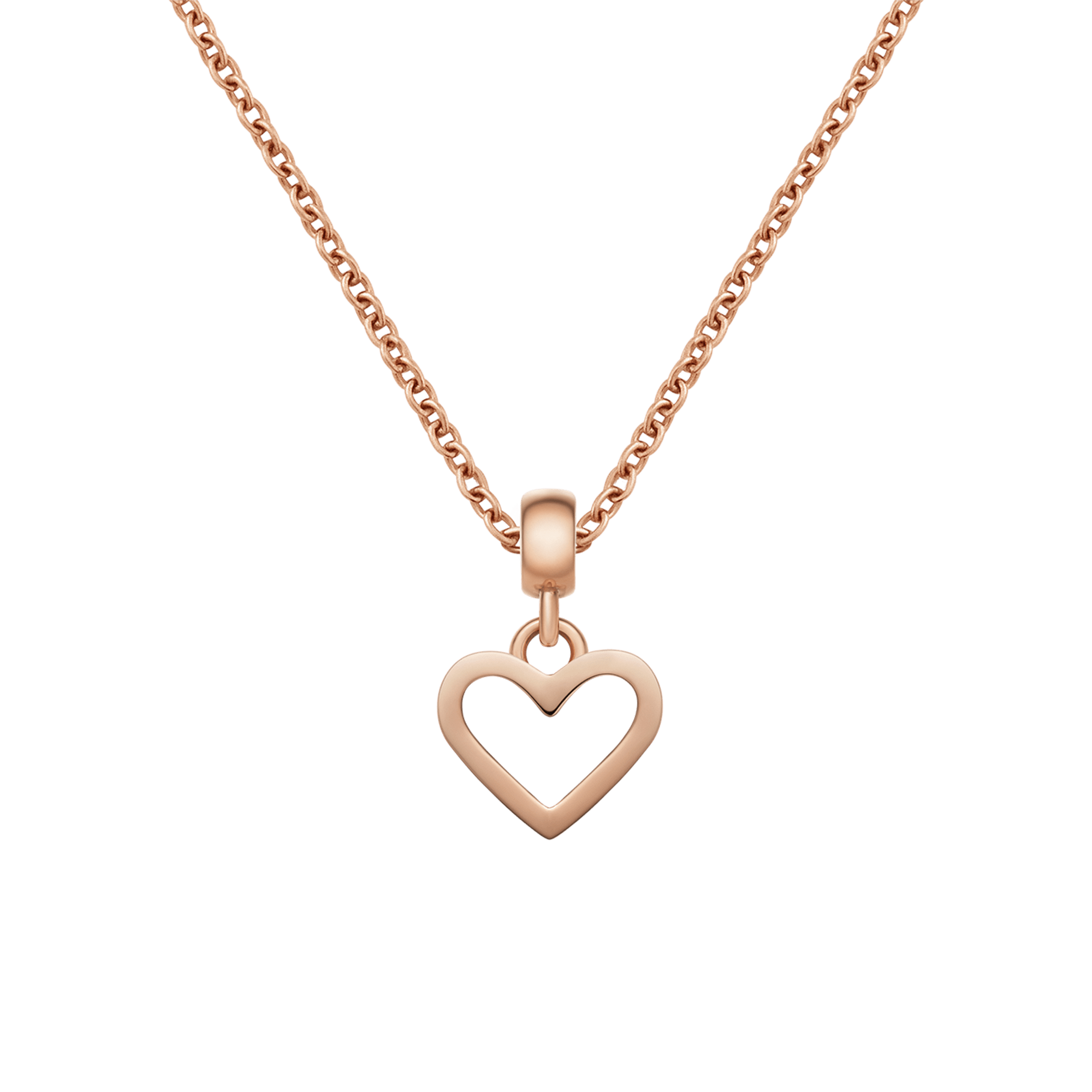 Heart Hanging Shape Rose Gold Charm + Chain Necklace RG