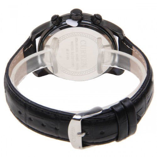 Curren Men's Chronograph with Leather Band (Black 4,2cm Dial) - Roman - CUR079