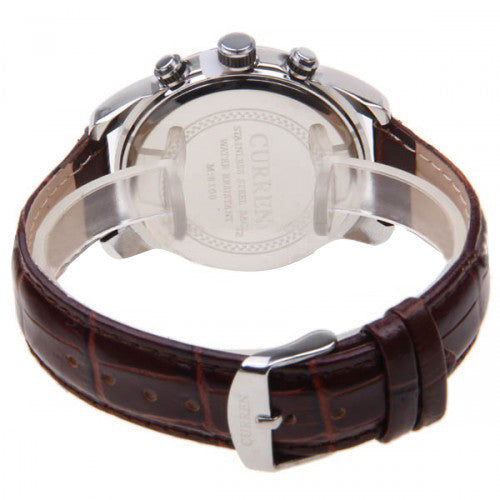 Curren Men's Chronograph with Leather Band (Black 4.5cm Dial) - Roman - CUR081
