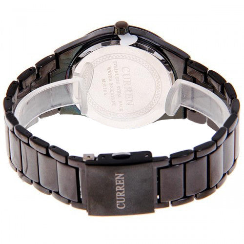 Curren Men's Black Stainless Steel Watch (White 4.3cm Dial) - CUR010