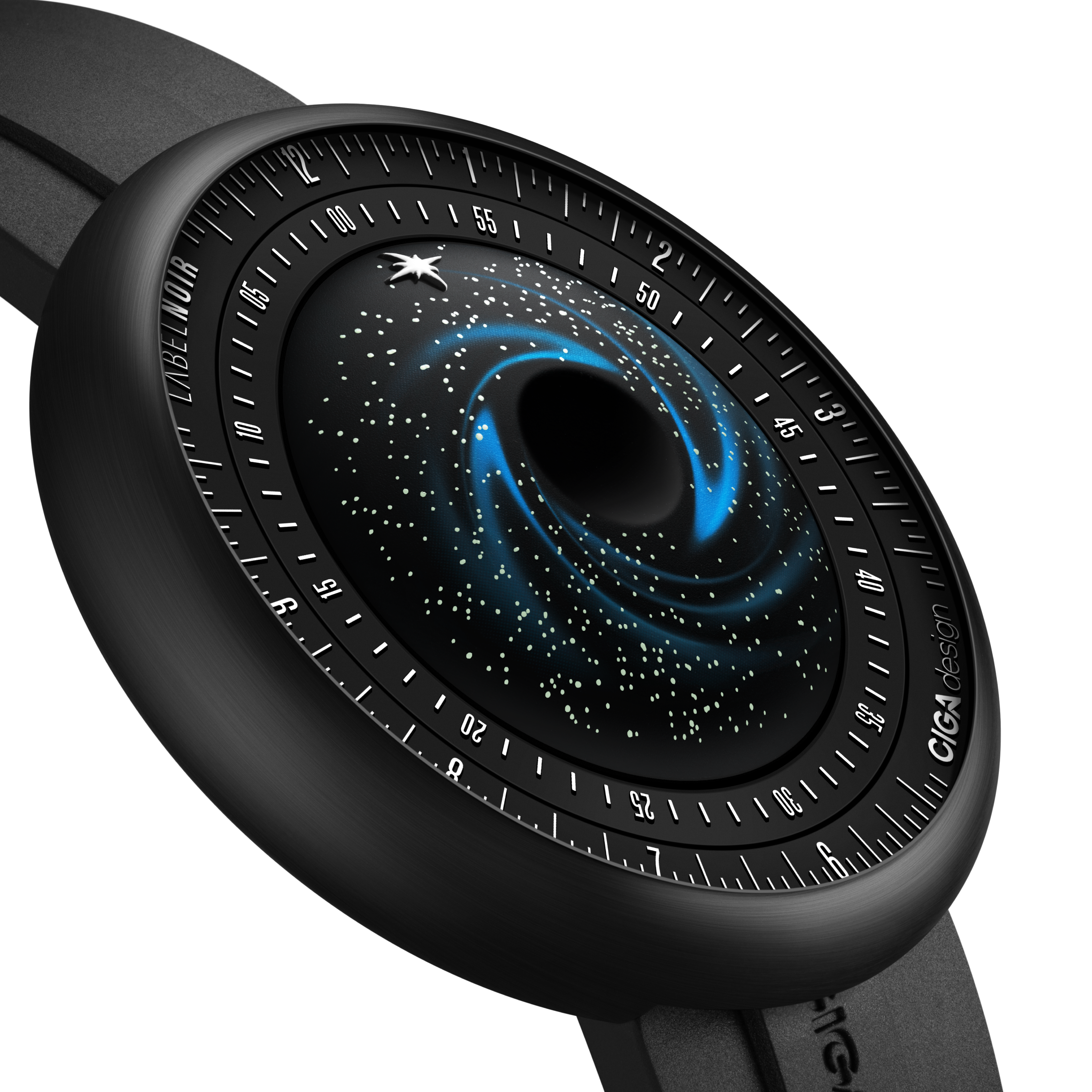 CIGA design X LABEL NOIR AUTOMATIC WATCH BLUE PLANET II · BLACK STAR EDITION
