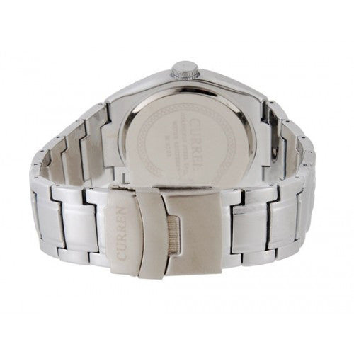 Curren Men's Stainless Steel Watch with Red Accents (White 4.5cm Dial) - CUR023