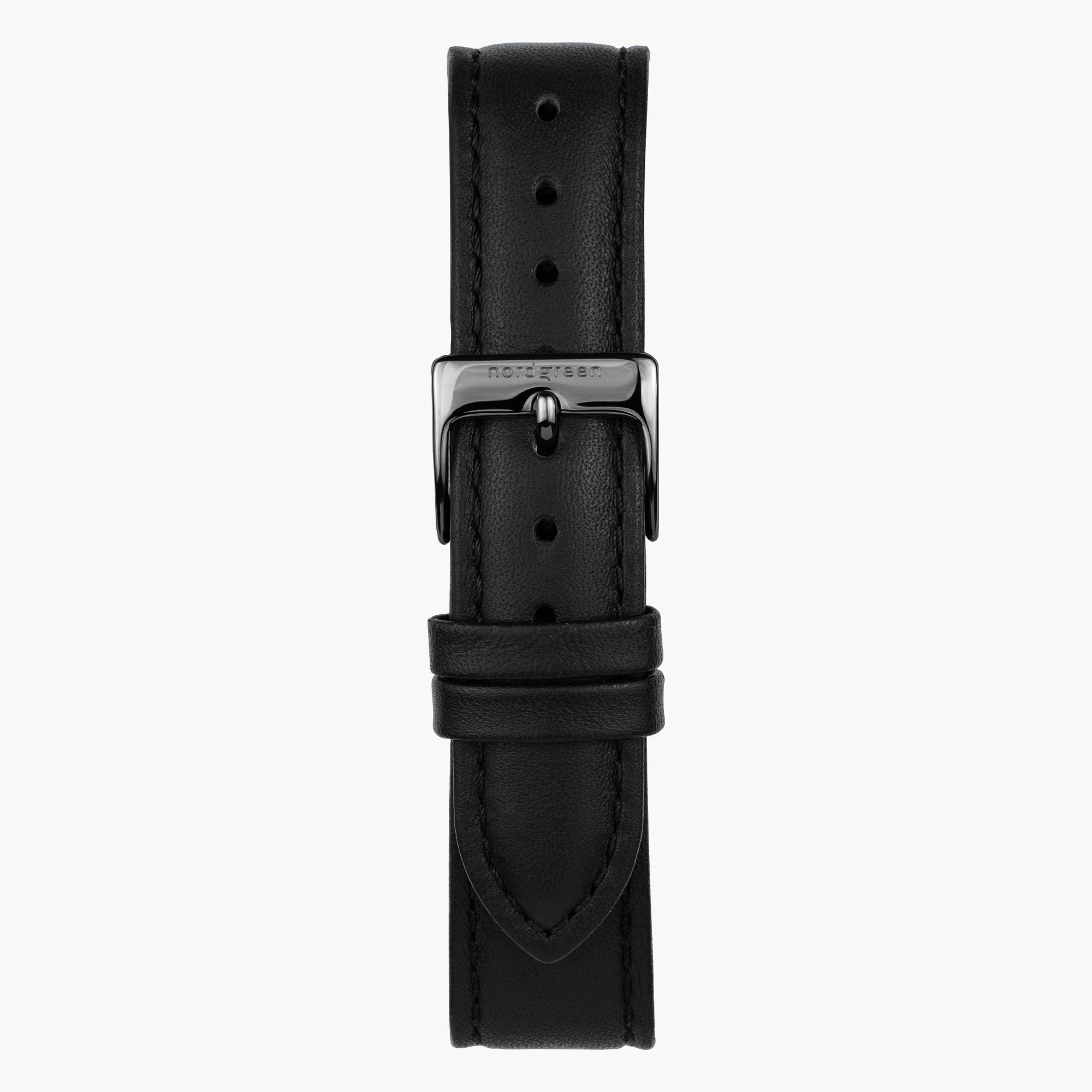 Black Leather Strap - Gun Metal