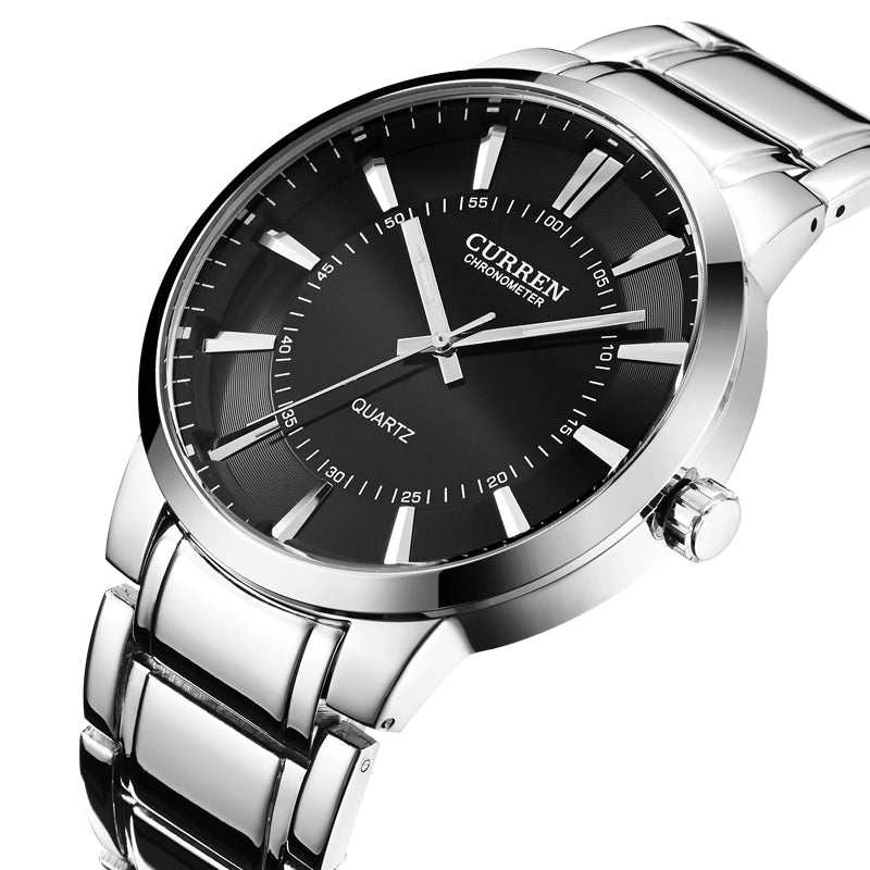 Curren Choronometer Quartz Stainless Steel Watch (Black 4.8cm Dial) - CUR121