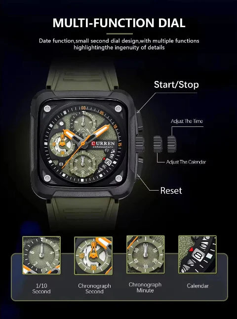 Curren Luxury Silicone Strap Men's Watch (Dial 4.2cm) - CUR228